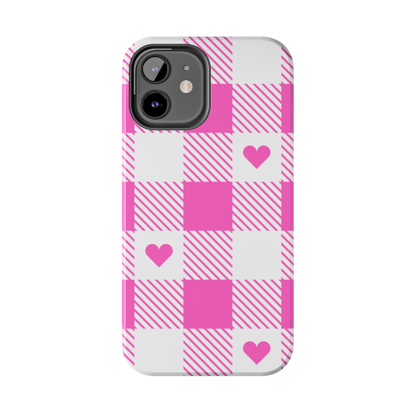 Hearts & Plaid Tough iPhone Case valentines phone case iPhone 15 accessories