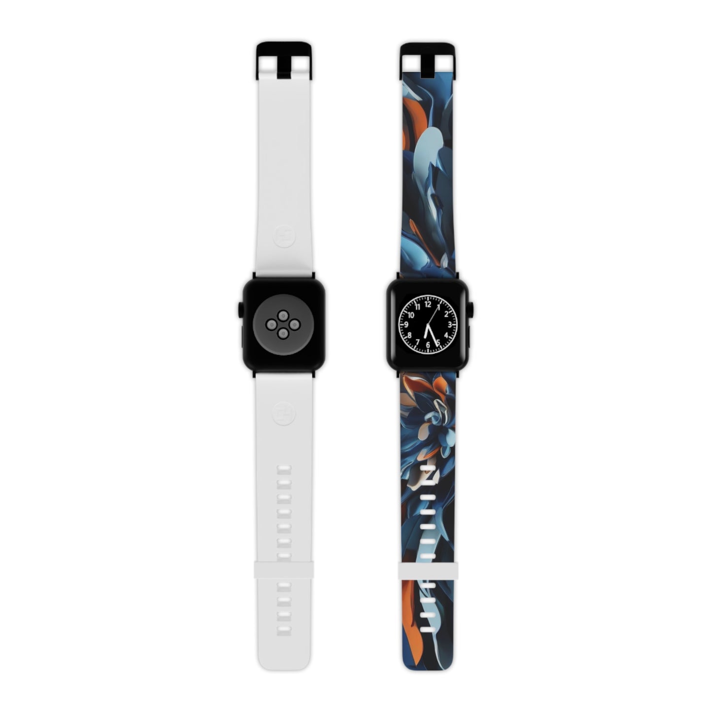 Blue & orange abstract flower Watch Band for Apple Watch  Series 1-9, SE and Ultra, 38-40mm/ 42-44mm