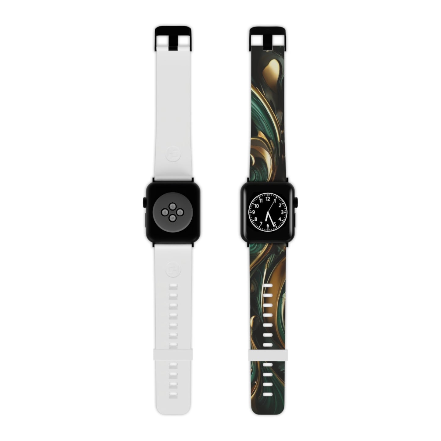 Green & Gold Abstract Art Watch Band for Apple Watch Series 1-9, SE and Ultra, 38-40mm/ 42-44mm