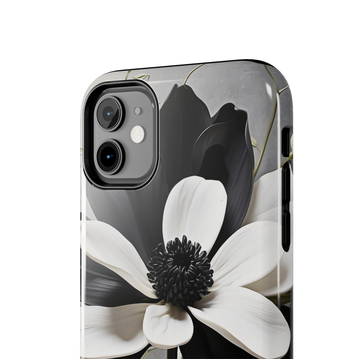 Classic 3D black & white flower/ petal Tough IPhone Case/ iphone accessories/ Nature