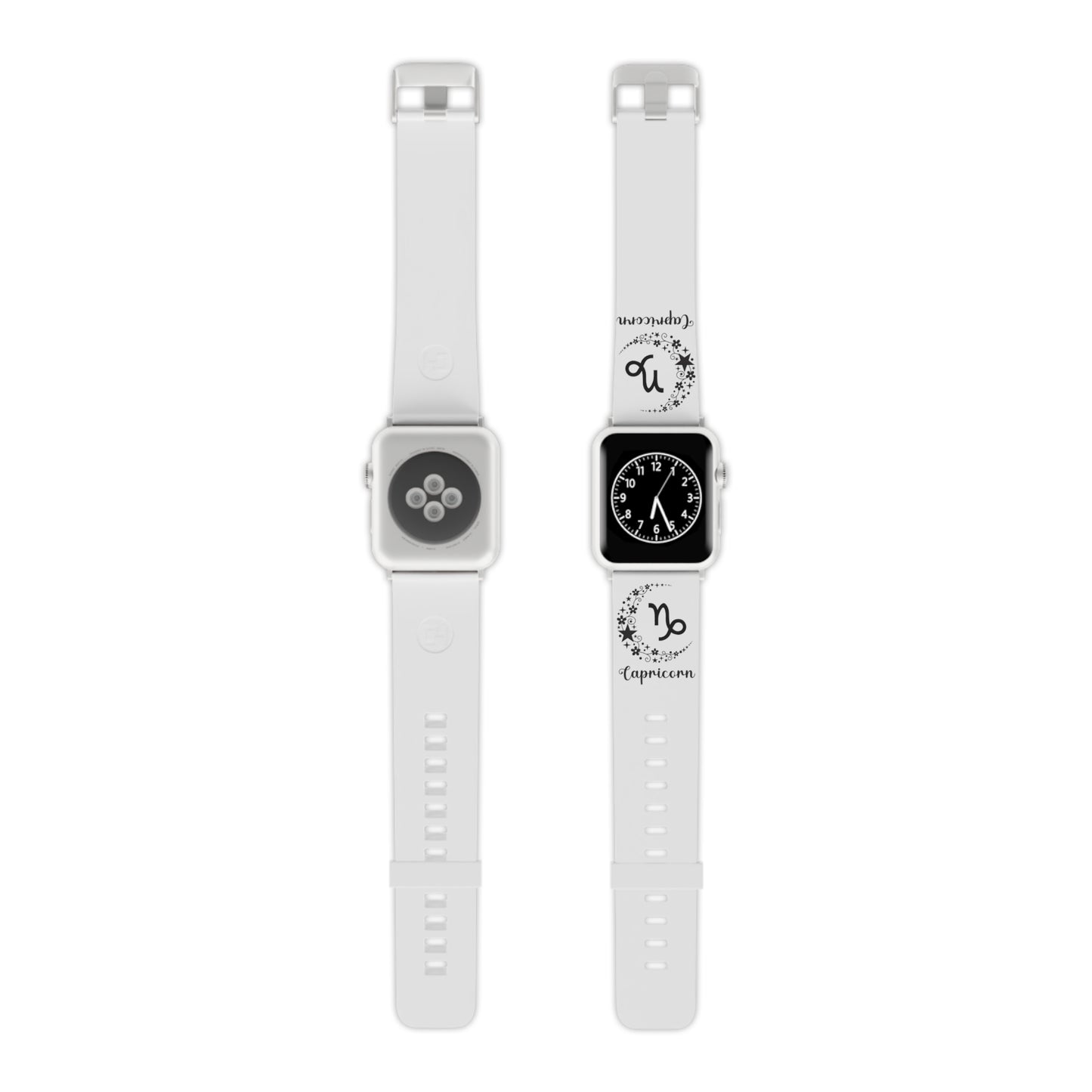 Black & white Capricorn moon Watch Band for Apple Watch Series 1-9, SE and Ultra, 38-40mm/ 42-44mm