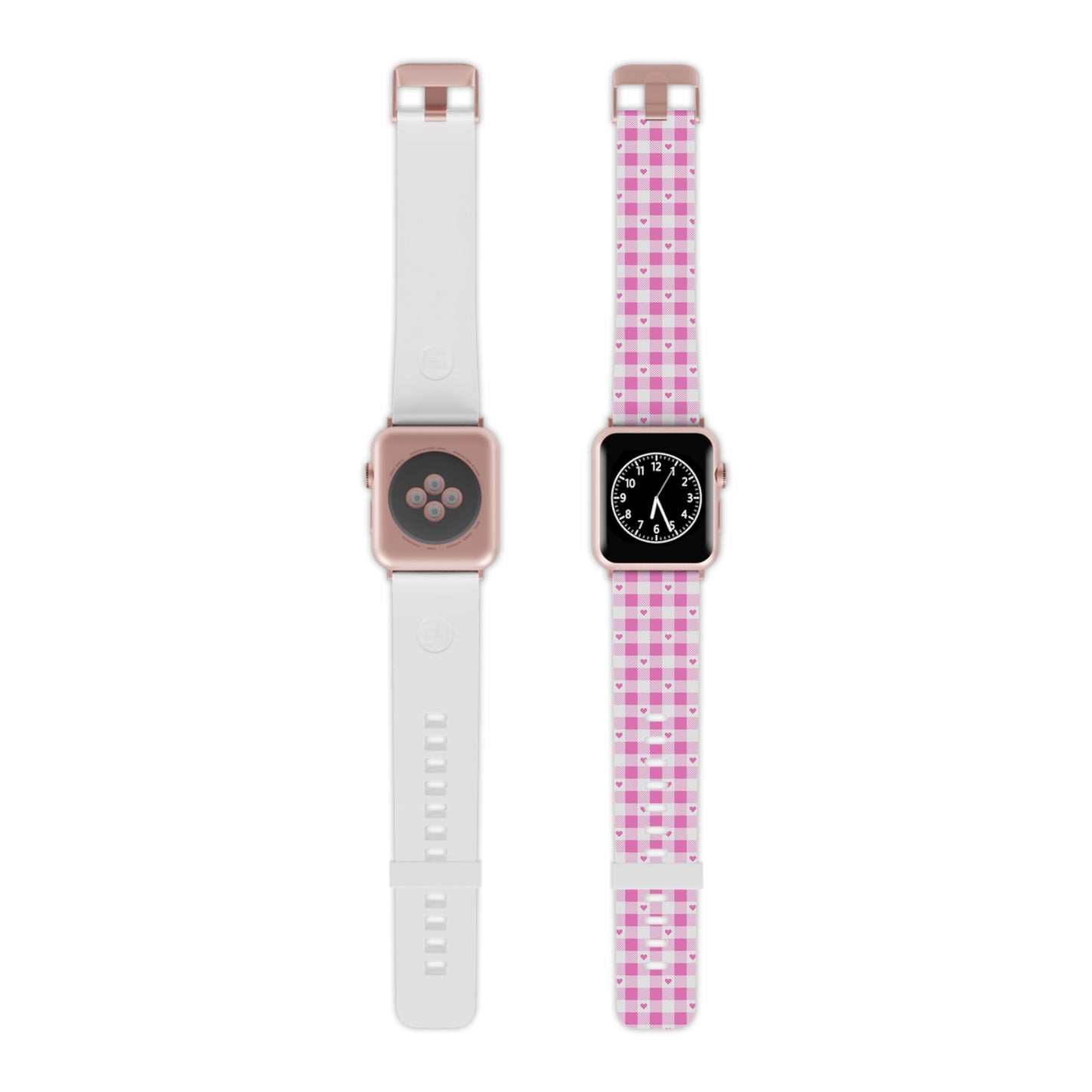 Pink plaid Hearts Watch Band for Apple Watch Series 1-9, SE and Ultra, 38-40mm/ 42-44mm