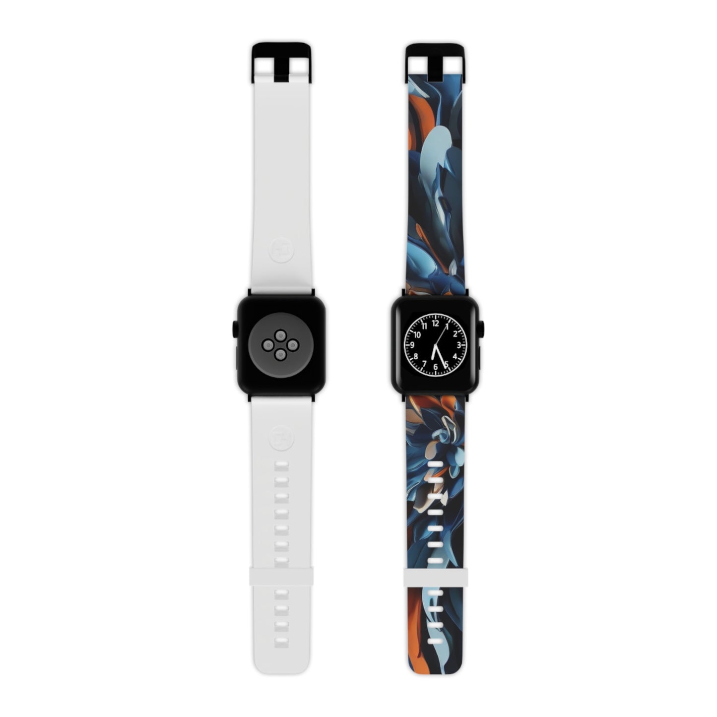 Blue & orange abstract flower Watch Band for Apple Watch  Series 1-9, SE and Ultra, 38-40mm/ 42-44mm