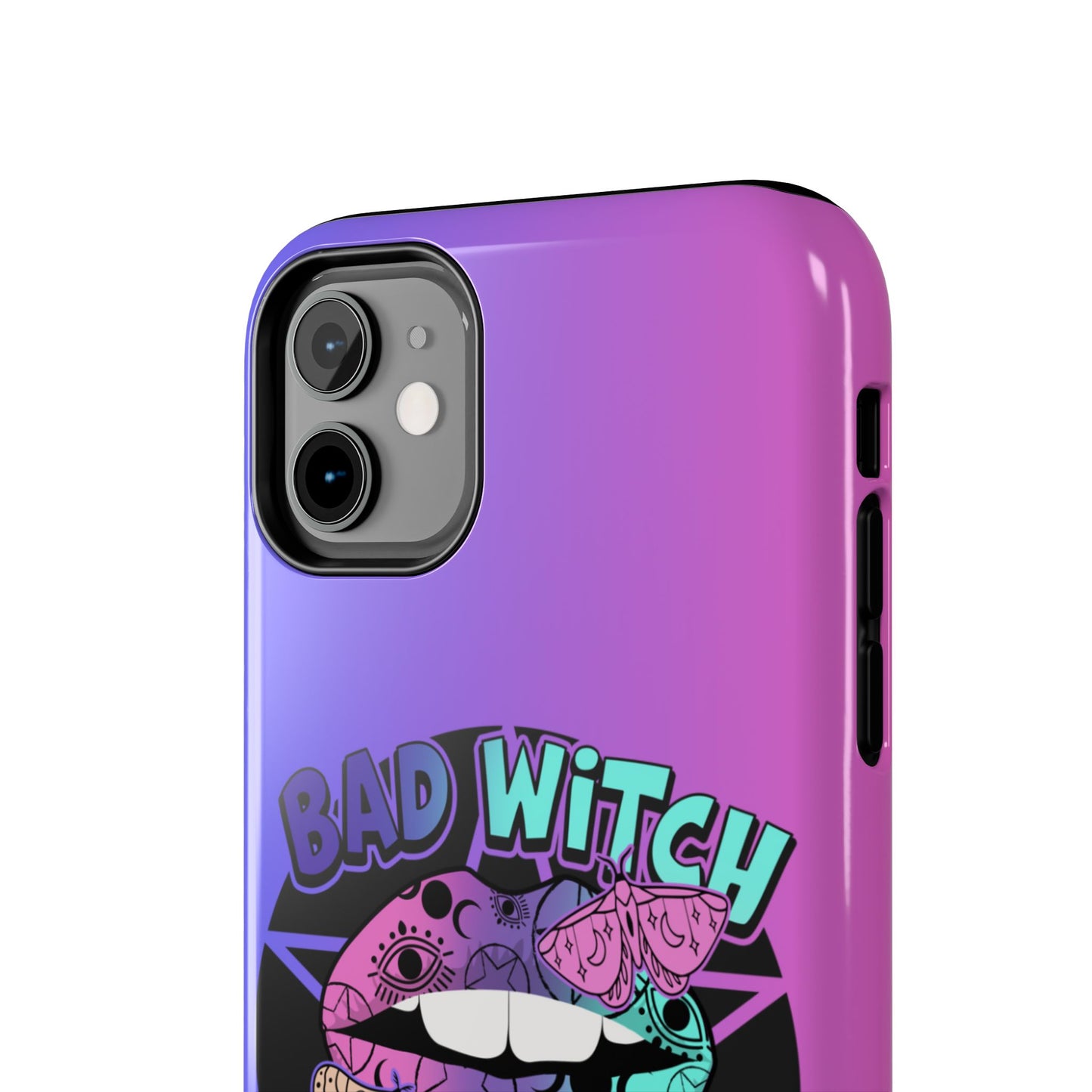 Colorful Bad Witch Vibes iPhone case. Compatible with iPhone models 11-15 including all mini, plus, pro & pro max. Custom phone case for smartphones. design for Girls, Woman