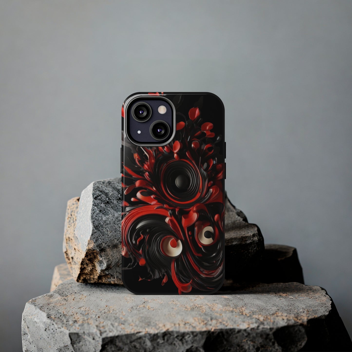 Red & black abstract art Tough iPhone Case iphone 14 accessories