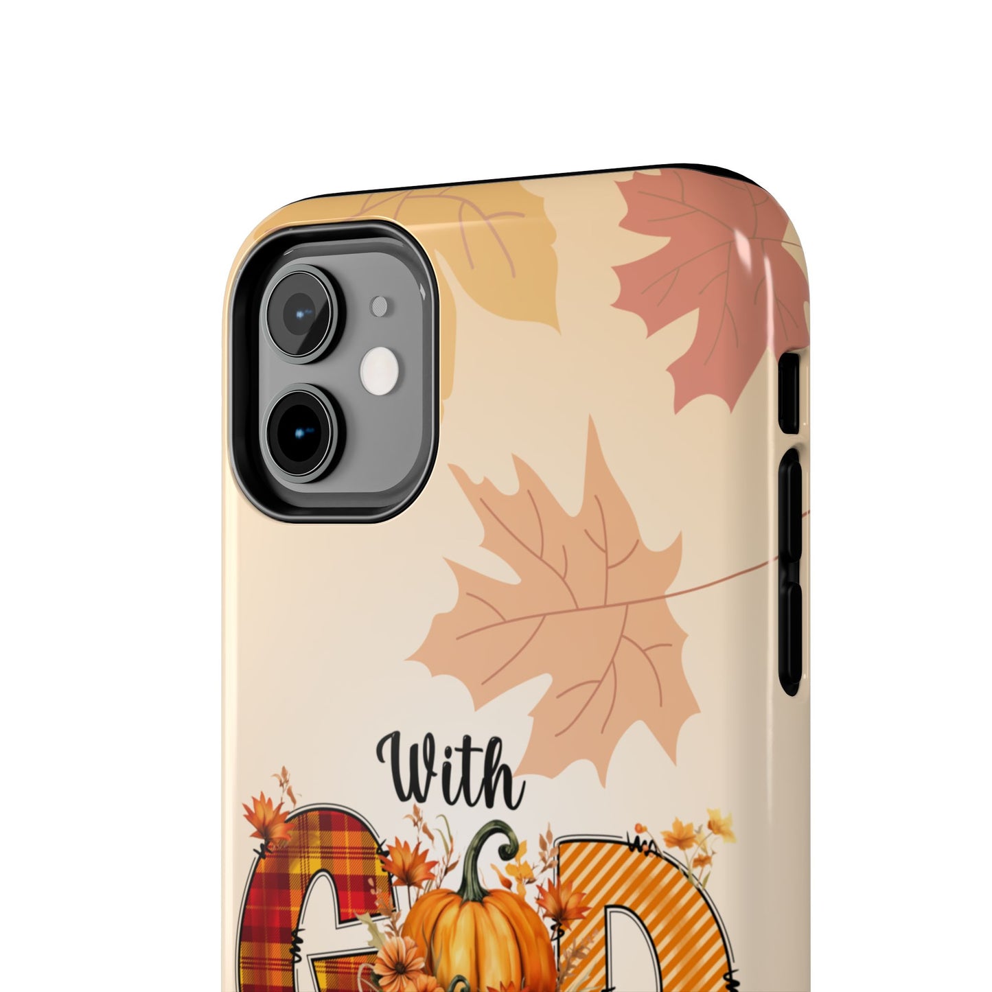 With GOD iPhone 16 Case, Fall iPhone Cover, Festive Holiday Accessory, Cute fall Phone Protector, seasonal Tech