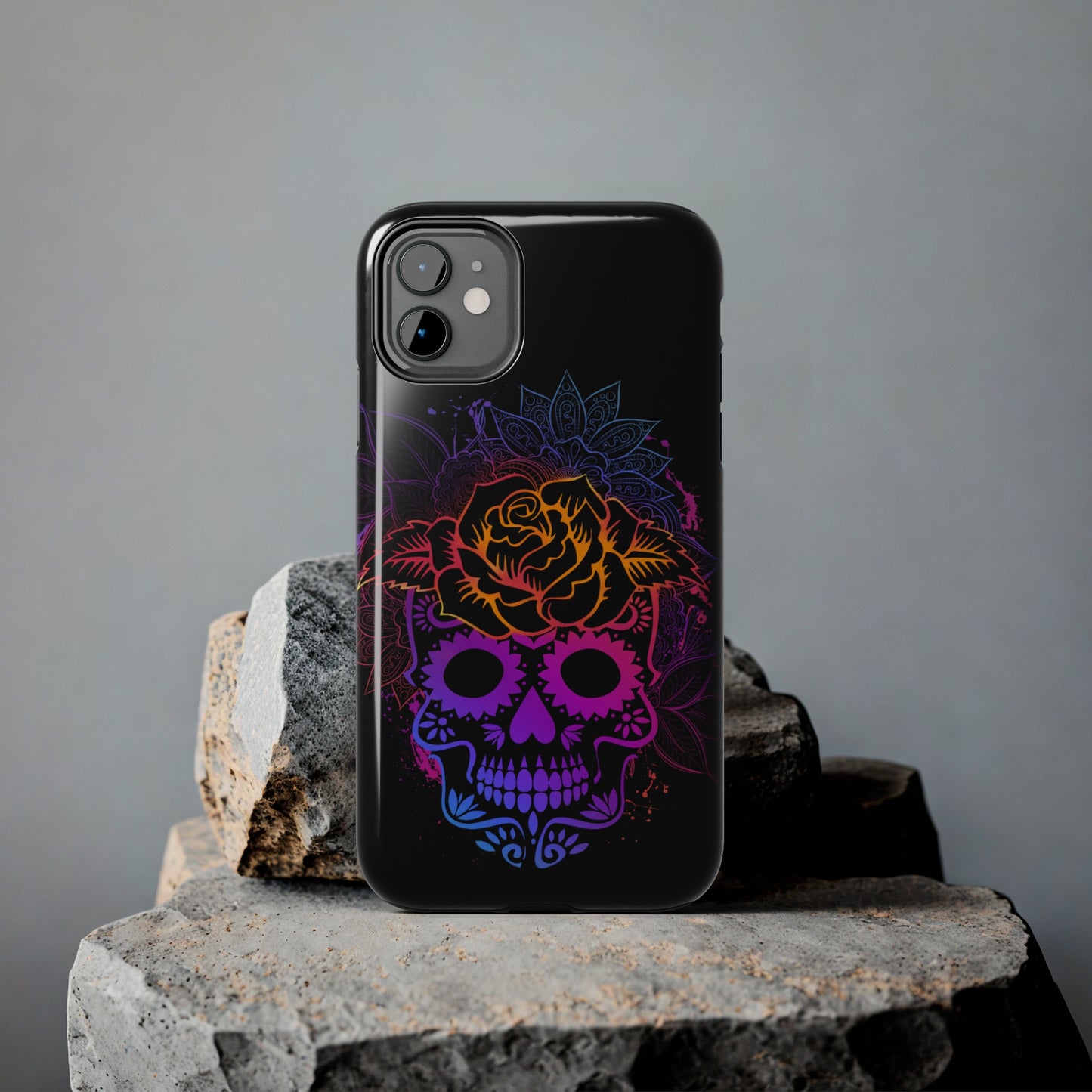 Sugar skull in vibrant colors/ Tough iPhone Case/ Halloween