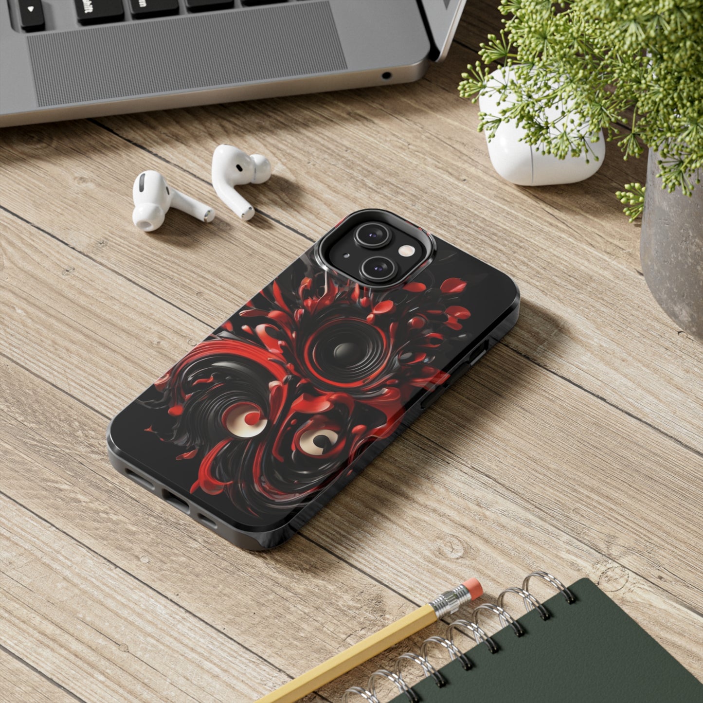 Red & black abstract art Tough iPhone Case iphone 14 accessories