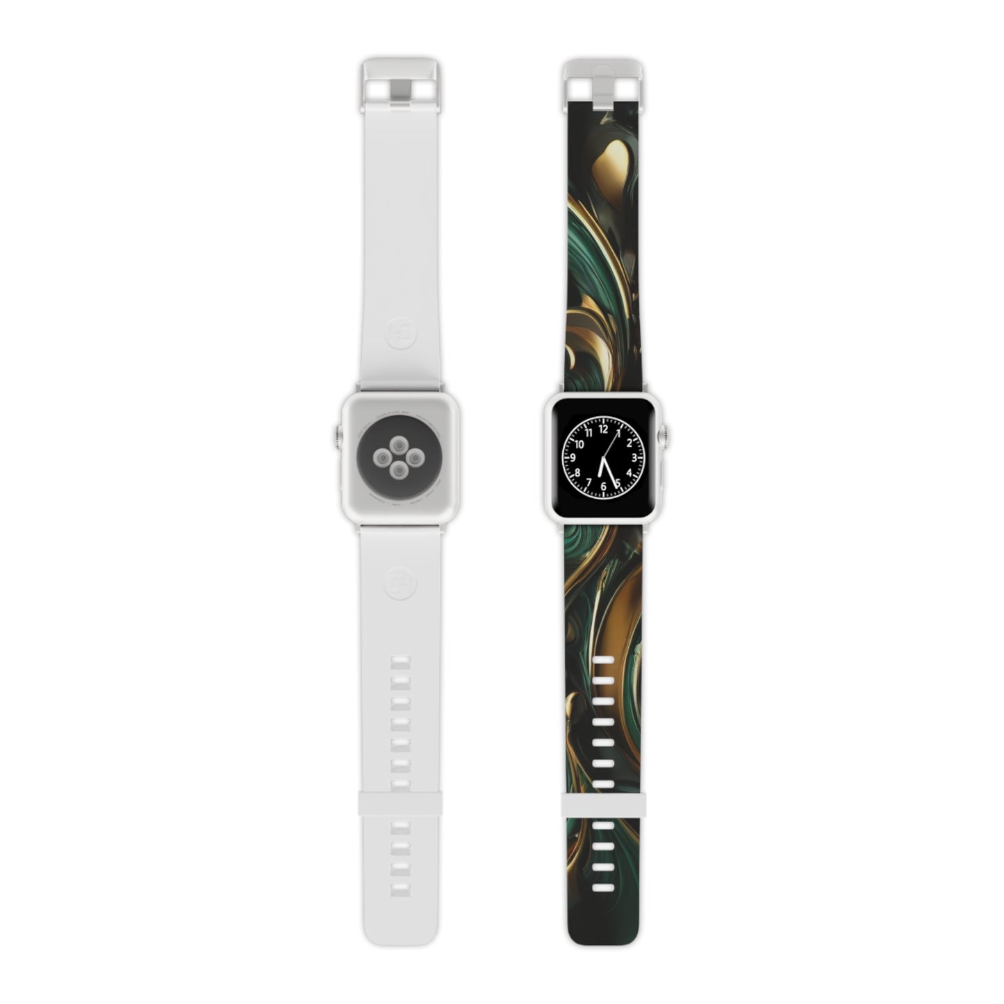 Green & Gold Abstract Art Watch Band for Apple Watch Series 1-9, SE and Ultra, 38-40mm/ 42-44mm