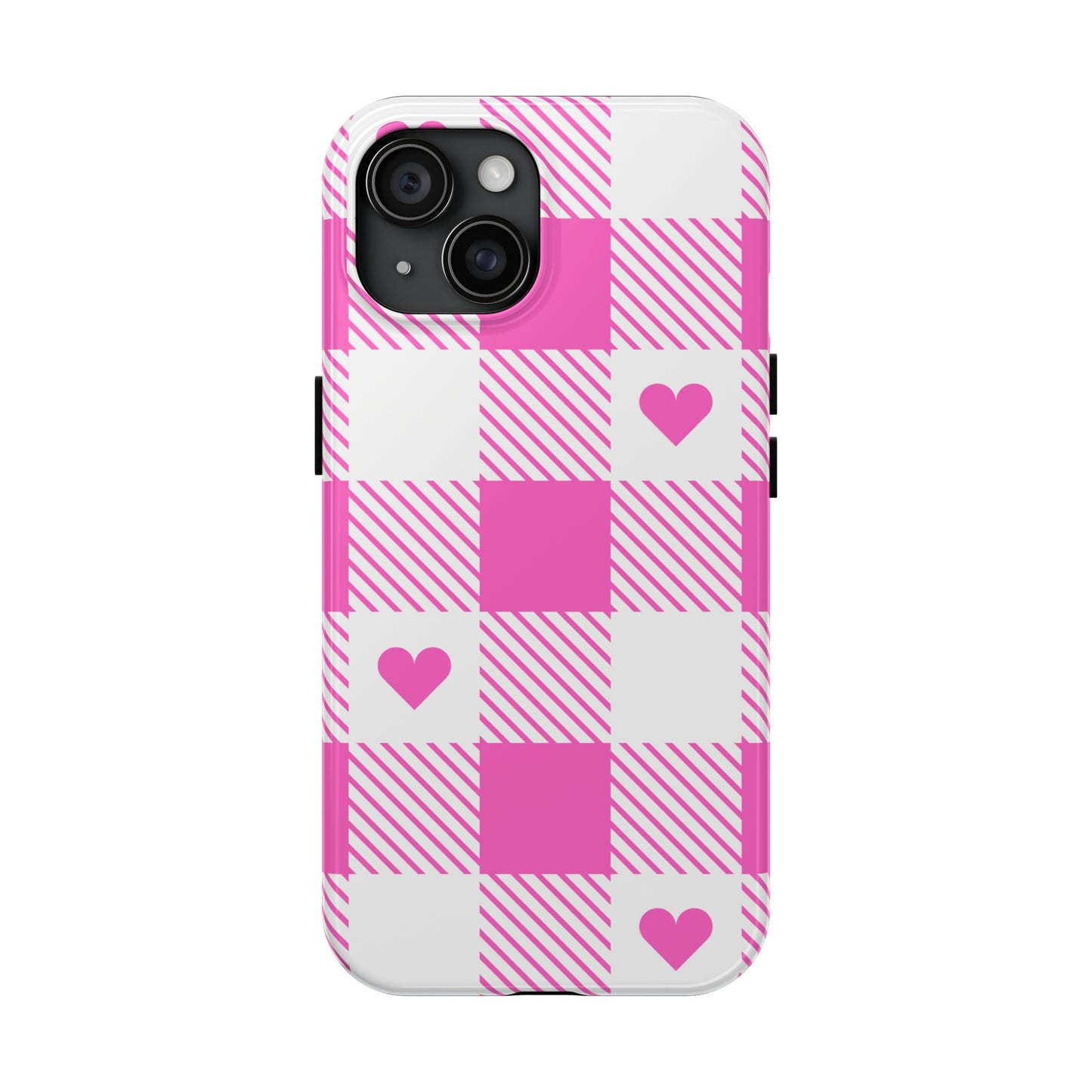 Hearts & Plaid Tough iPhone Case valentines phone case iPhone 15 accessories