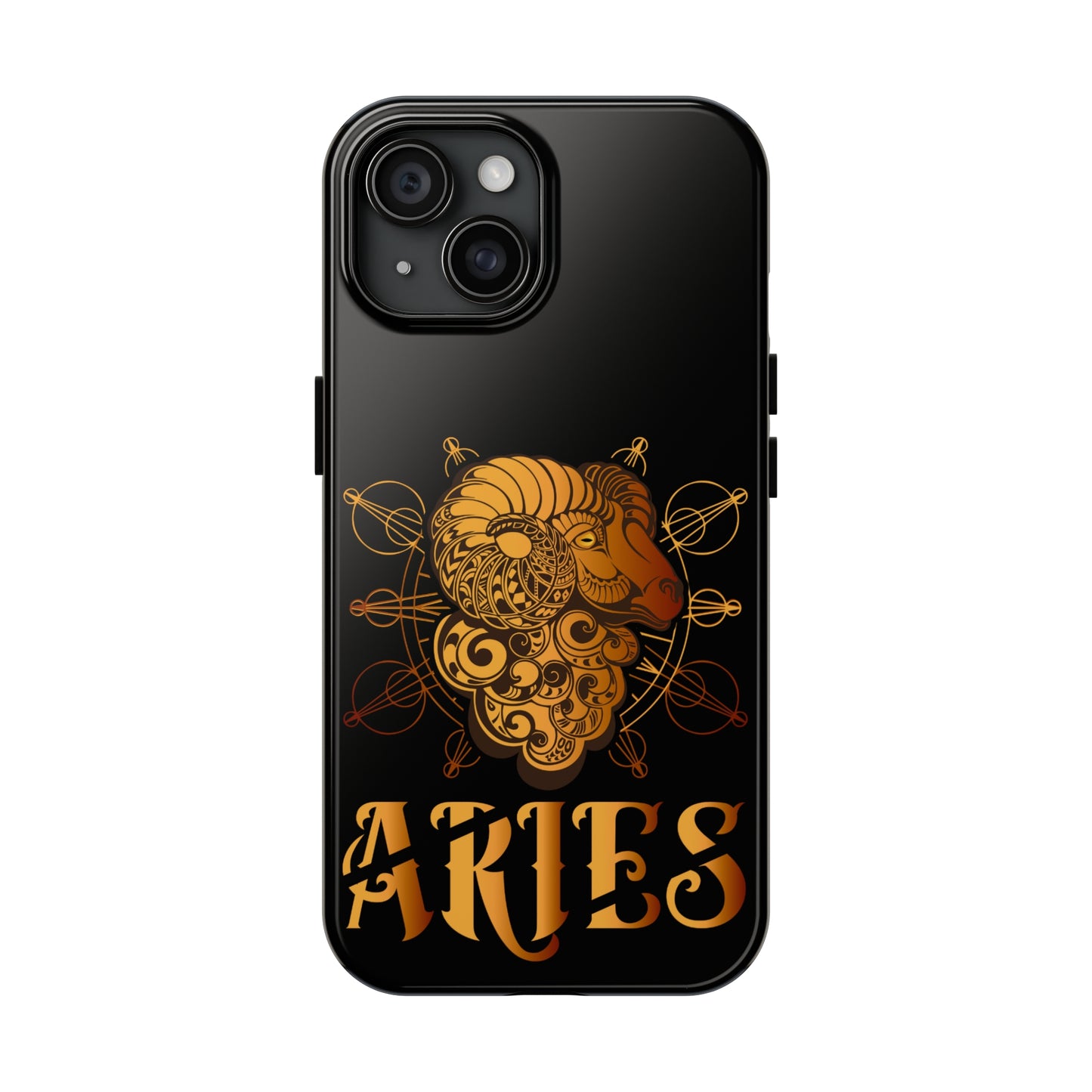 Gold & black Aries IPhone case