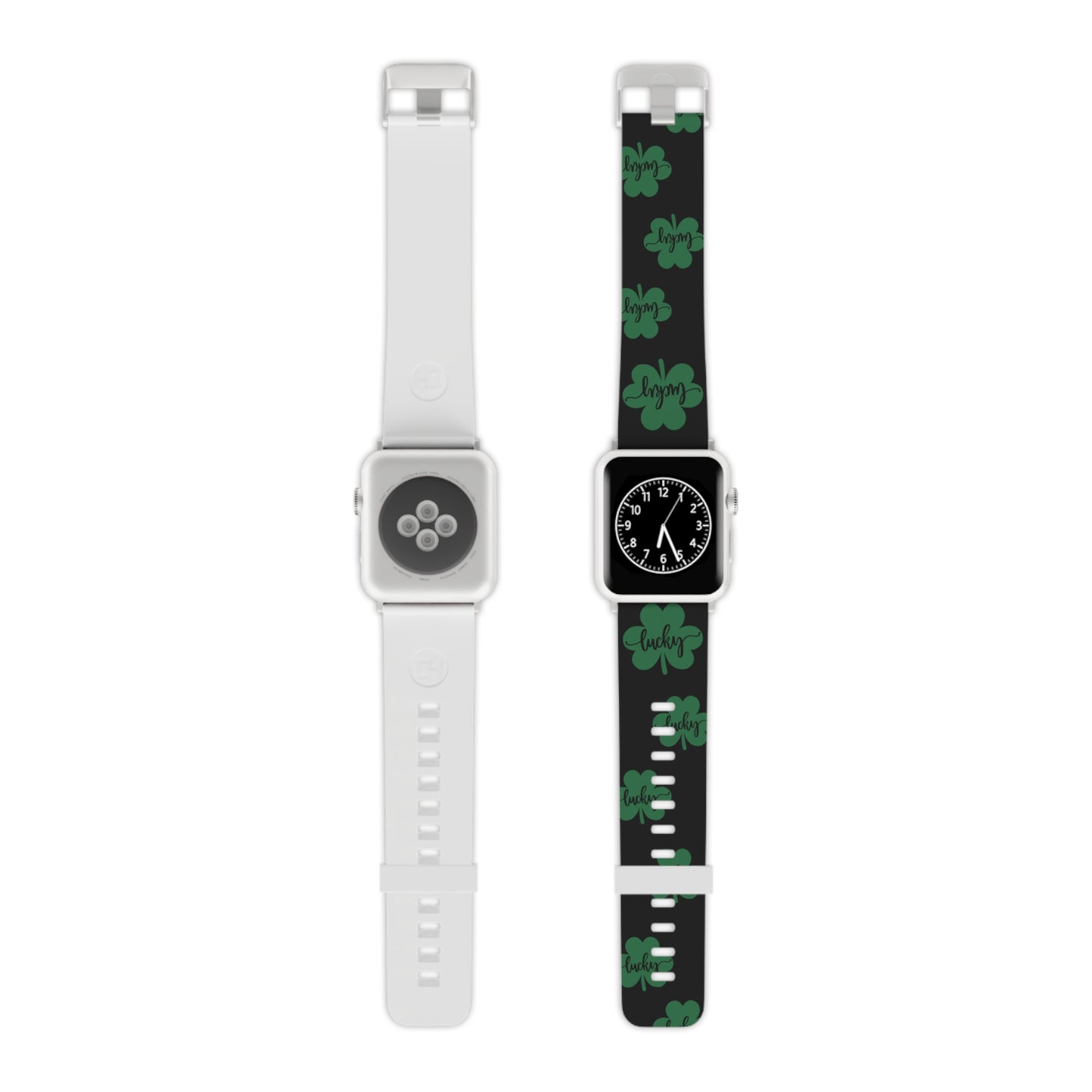 Lucky shamrock in black Watch Band for Apple Watch Series 1-9, SE and Ultra, 38-40mm/ 42-44mm