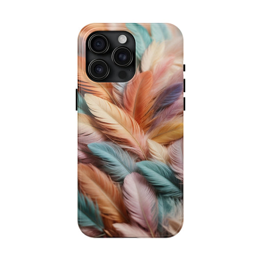 Boho style, Pastel colored feathers/ Tough iPhone Case/ iPhone accessories/ Nature