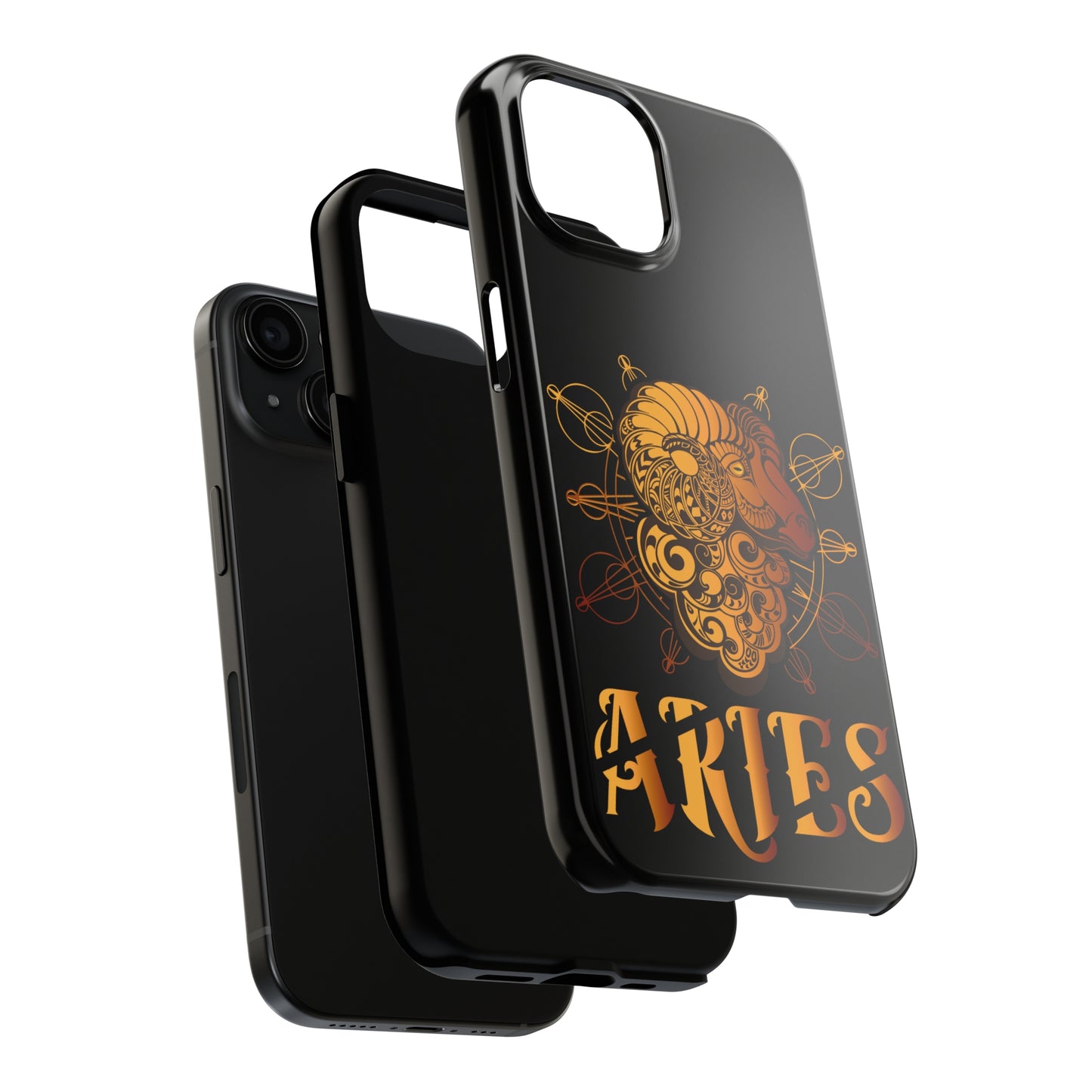 Gold & black Aries IPhone case