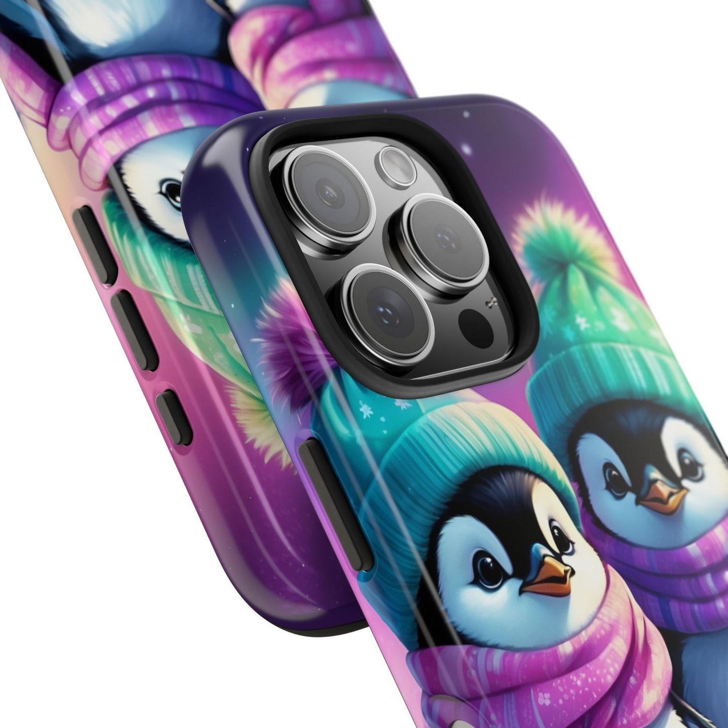 Northern lights winter penguin iPhone case. Compatible with iPhone models 11-16 including all mini, plus, pro & pro max. Custom phone case for smartphones. design for Girls, Woman