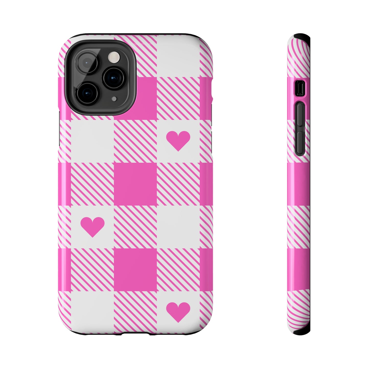 Hearts & Plaid Tough iPhone Case valentines phone case iPhone 15 accessories