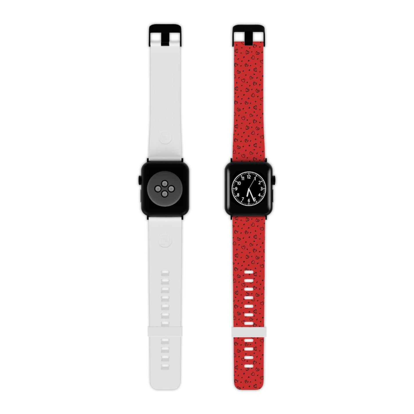 Black & red hearts Watch Band for Apple Watch Series 1-9, SE and Ultra, 38-40mm/ 42-44mm