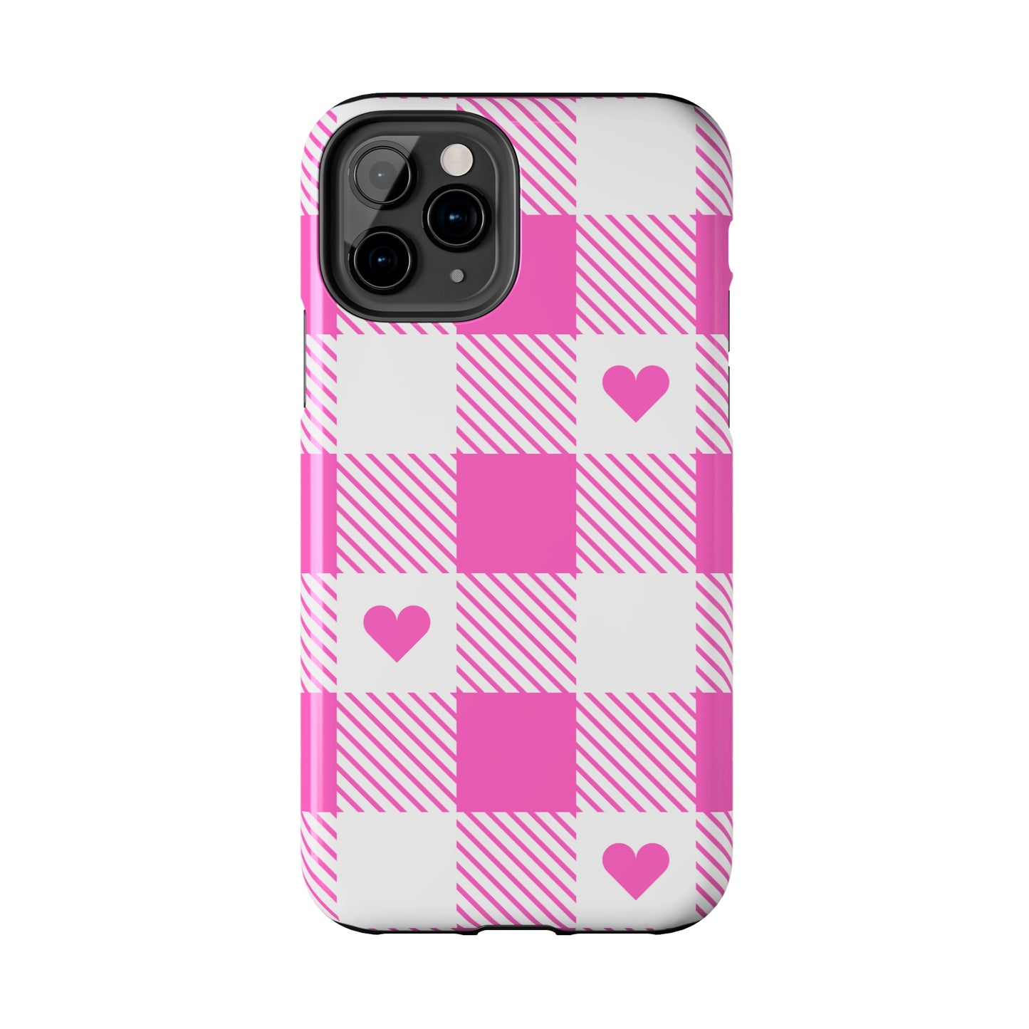 Hearts & Plaid Tough iPhone Case valentines phone case iPhone 15 accessories