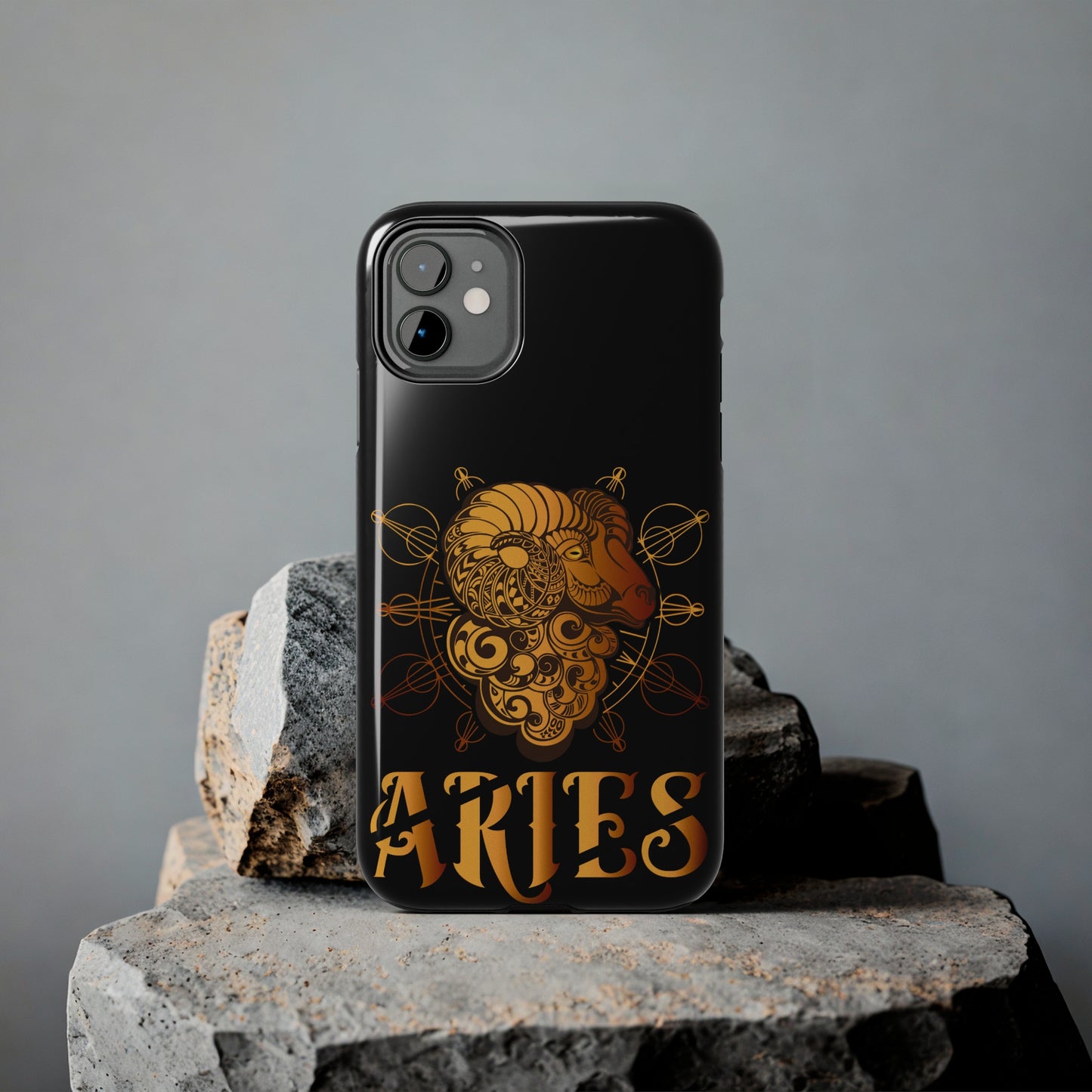 Gold & black Aries IPhone case