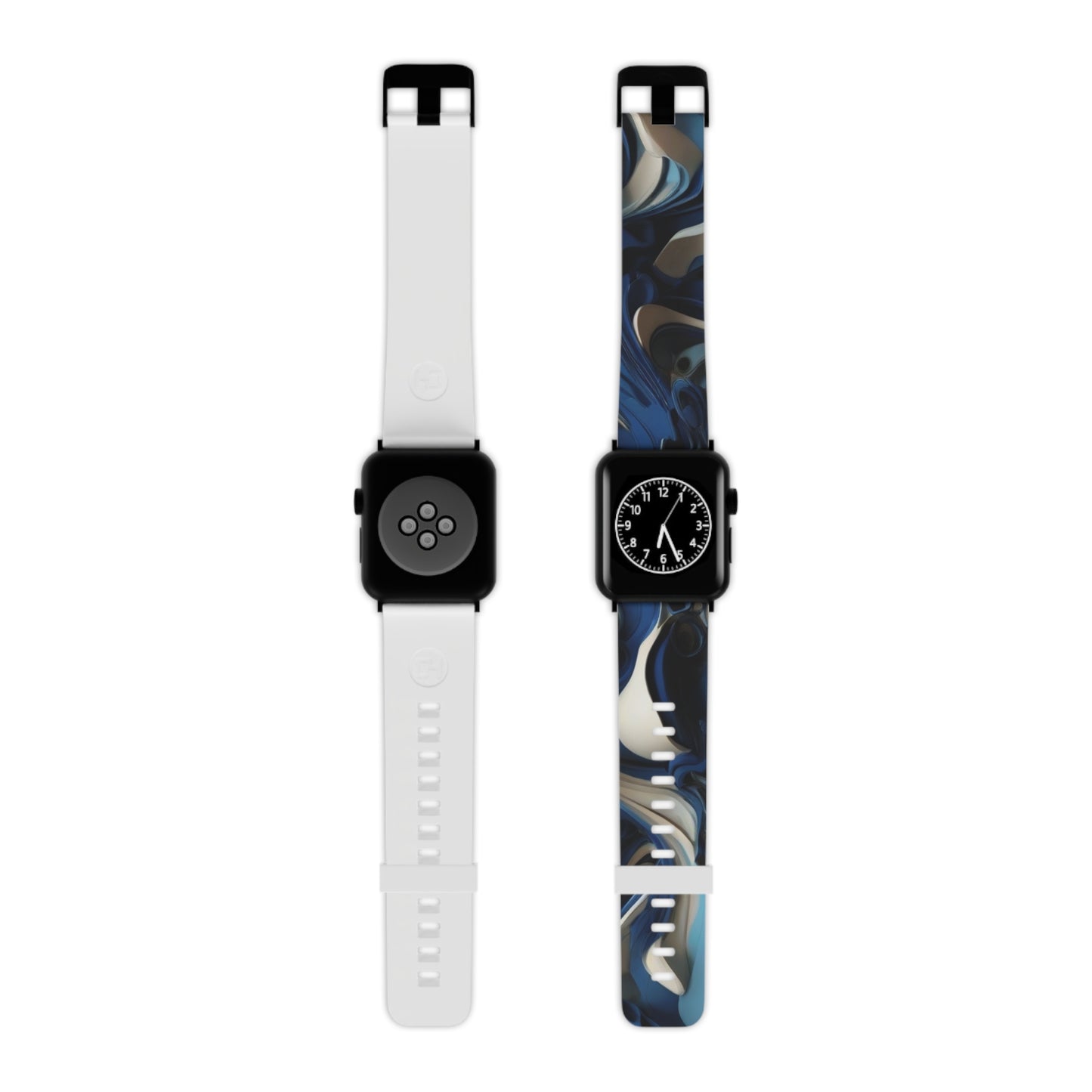 Blue & Silver abstract art Watch Band for Apple Watch Series 1-9, SE and Ultra, 38-40mm/ 42-44mm