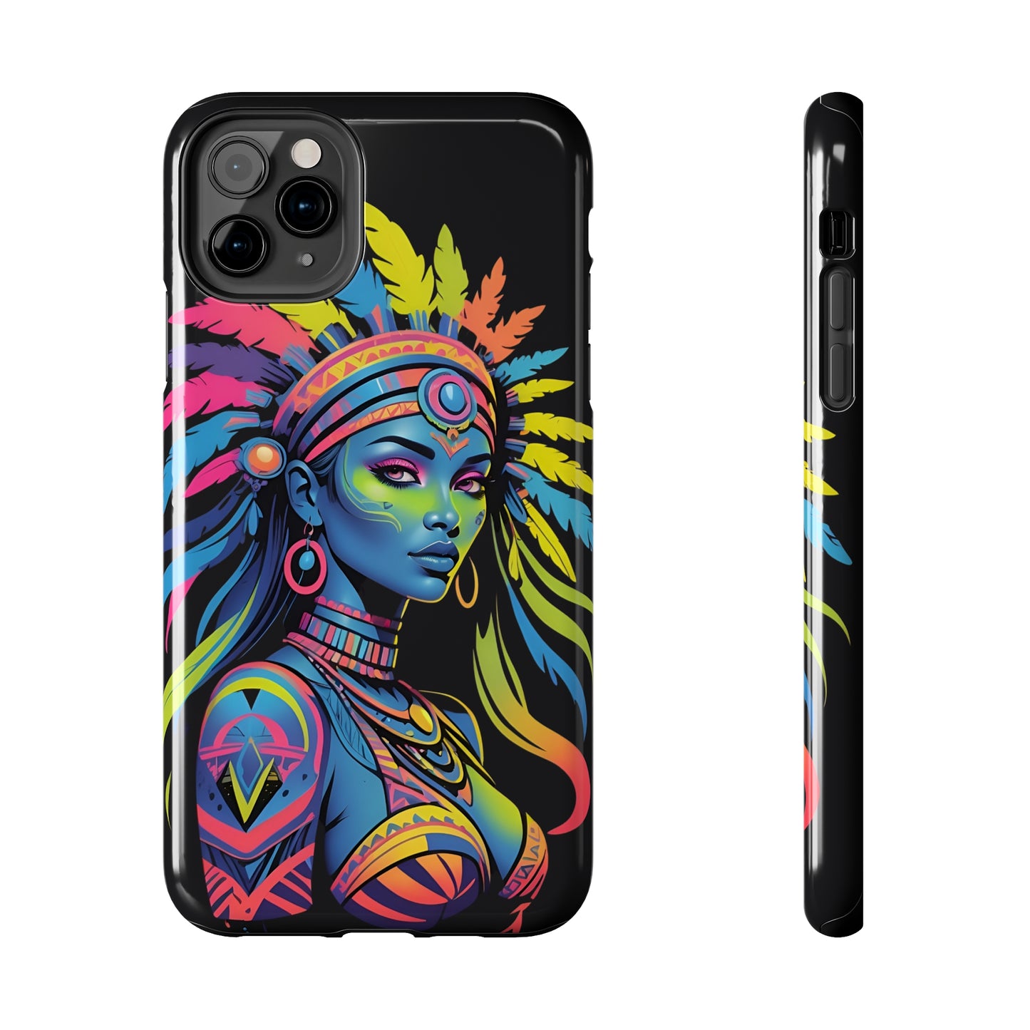 Neon Psychedelic Indian princess/ Tough iPhone Case/ Spiritual