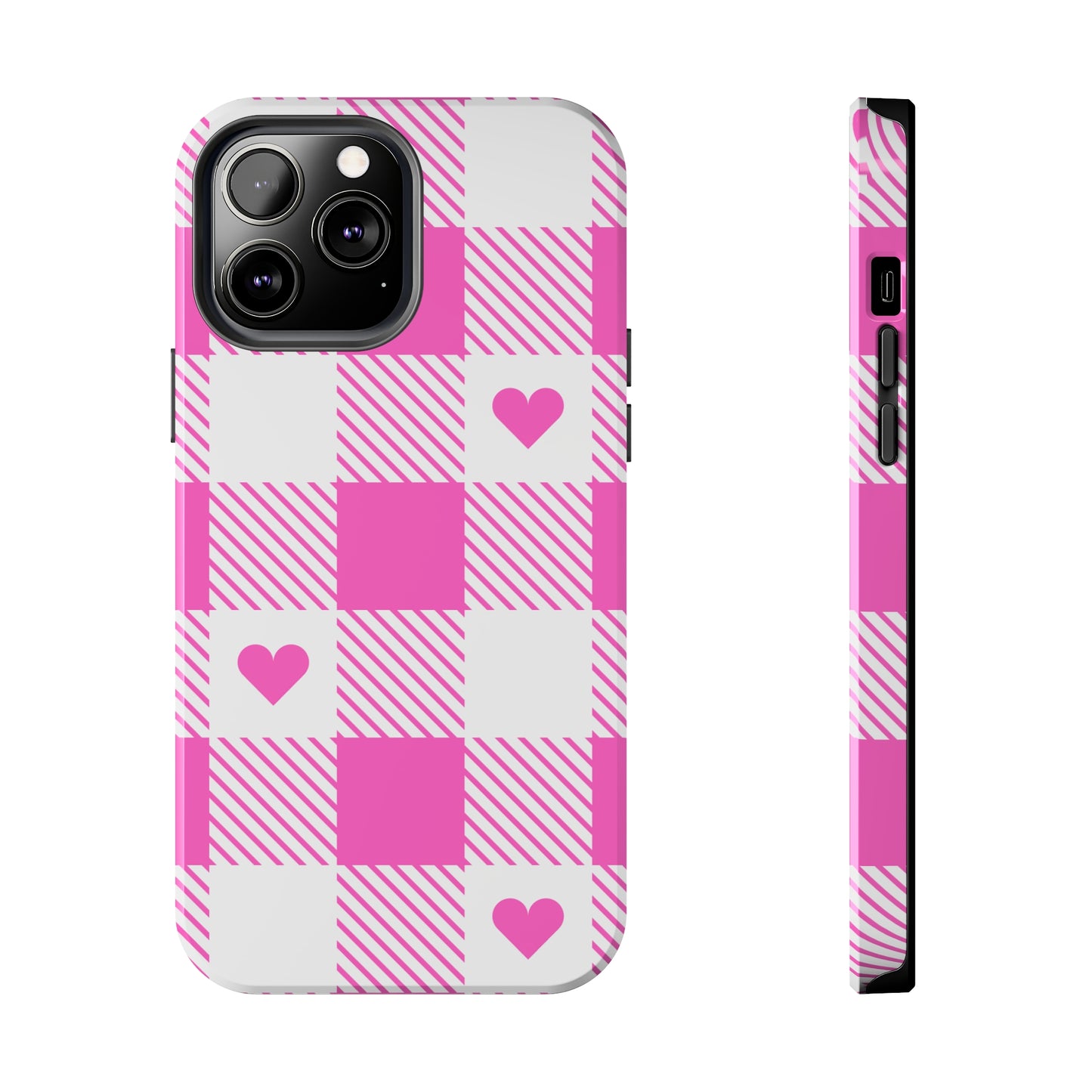 Hearts & Plaid Tough iPhone Case valentines phone case iPhone 15 accessories