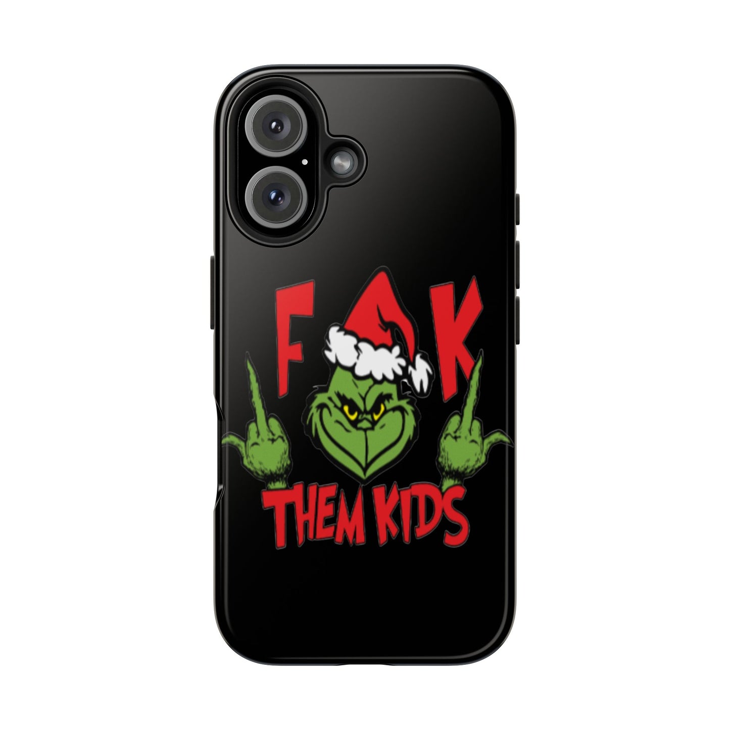 Funny Christmas "F*** them kids" iPhone case. Compatible with iPhone models 11-16 including all mini, plus, pro & pro max. Custom phone case for smartphones. design for Girls, Woman