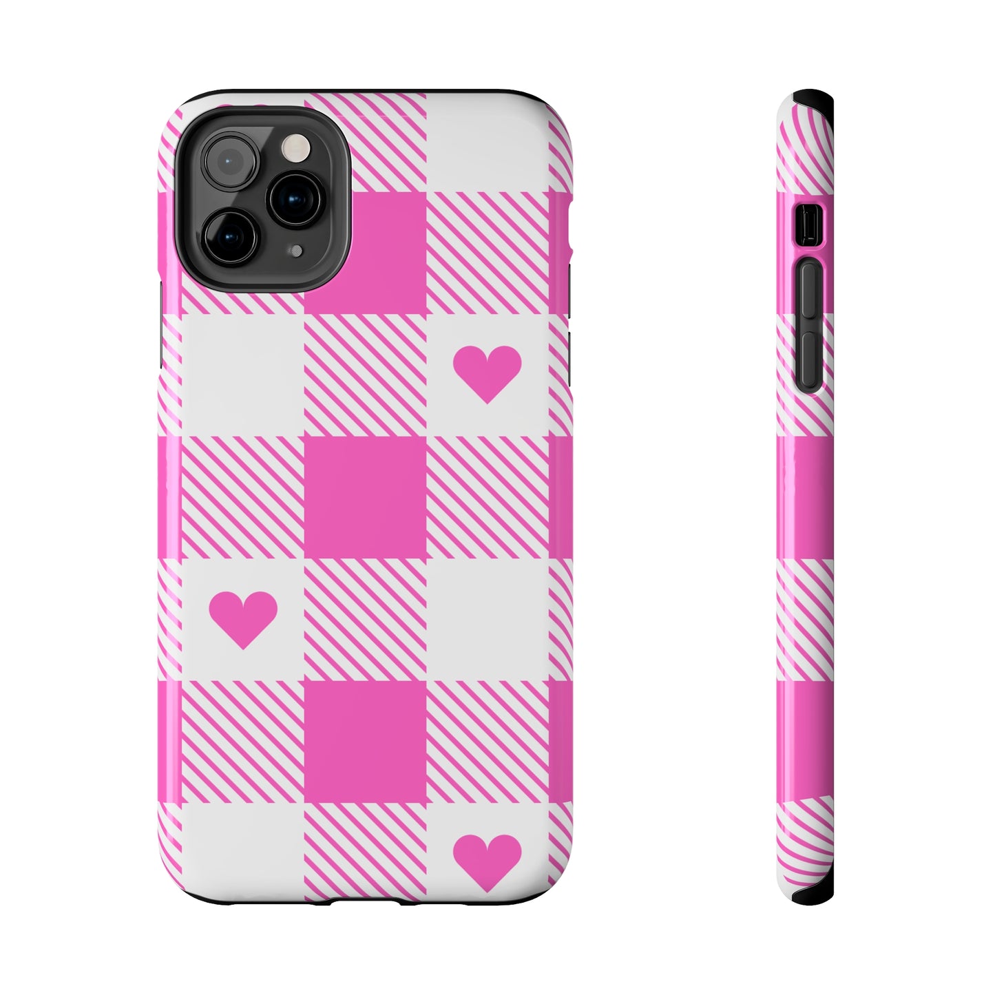 Hearts & Plaid Tough iPhone Case valentines phone case iPhone 15 accessories