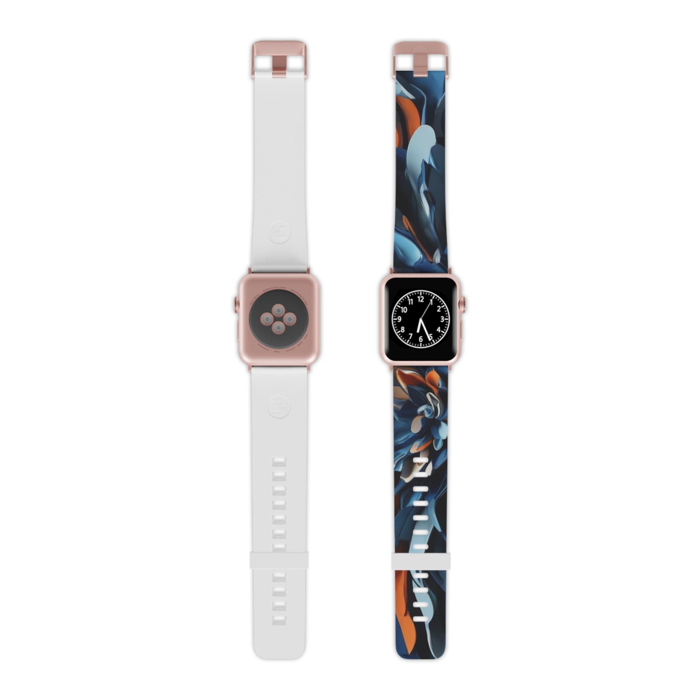 Blue & orange abstract flower Watch Band for Apple Watch  Series 1-9, SE and Ultra, 38-40mm/ 42-44mm