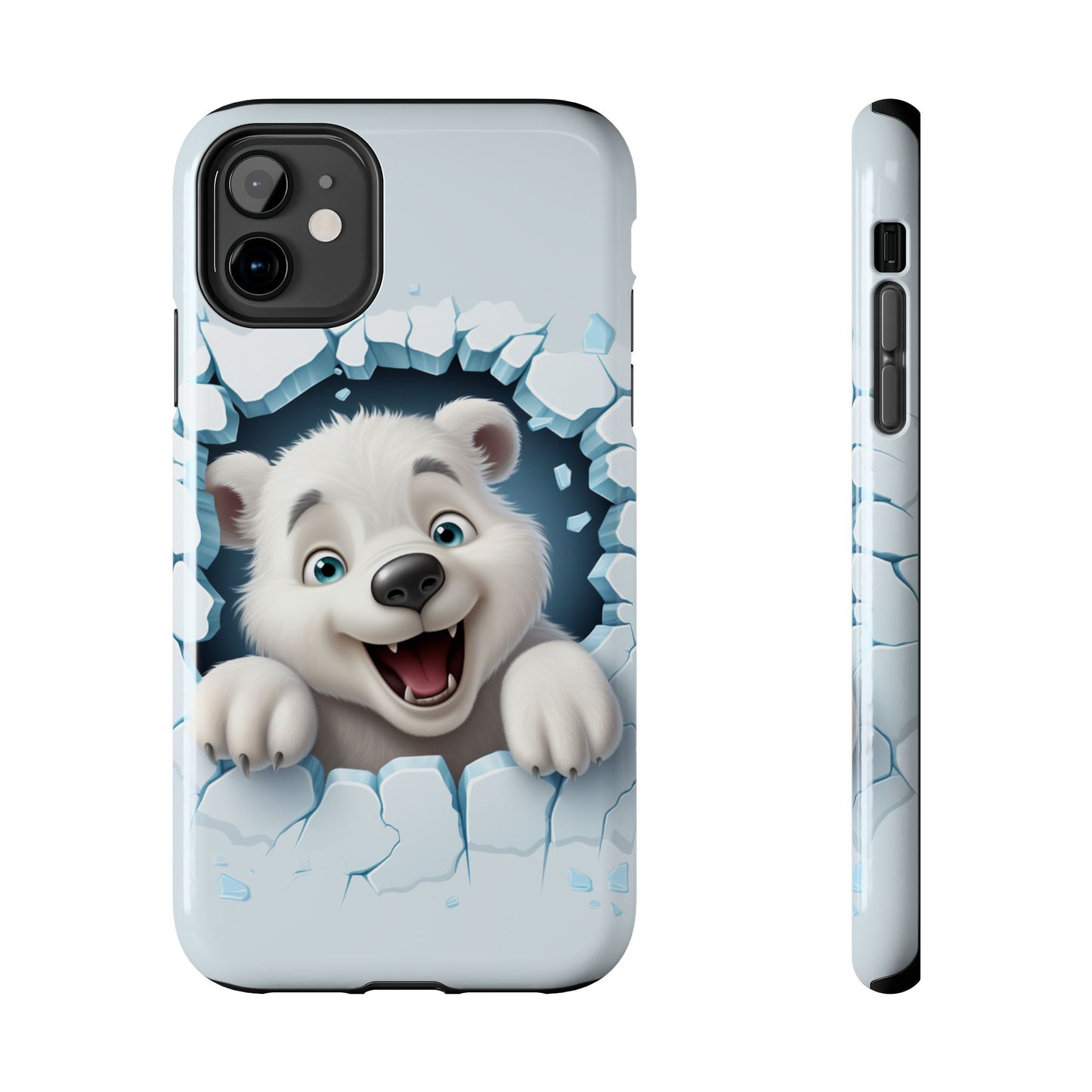 Winter breakout polar bear iPhone case. Compatible with iPhone models 11-16 including all mini, plus, pro & pro max. Custom phone case for smartphones. design for Girls, Woman