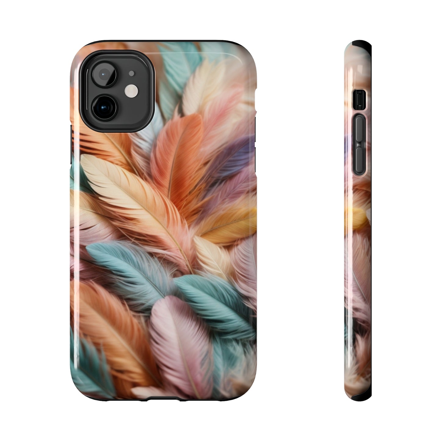 Boho style, Pastel colored feathers/ Tough iPhone Case/ iPhone accessories/ Nature