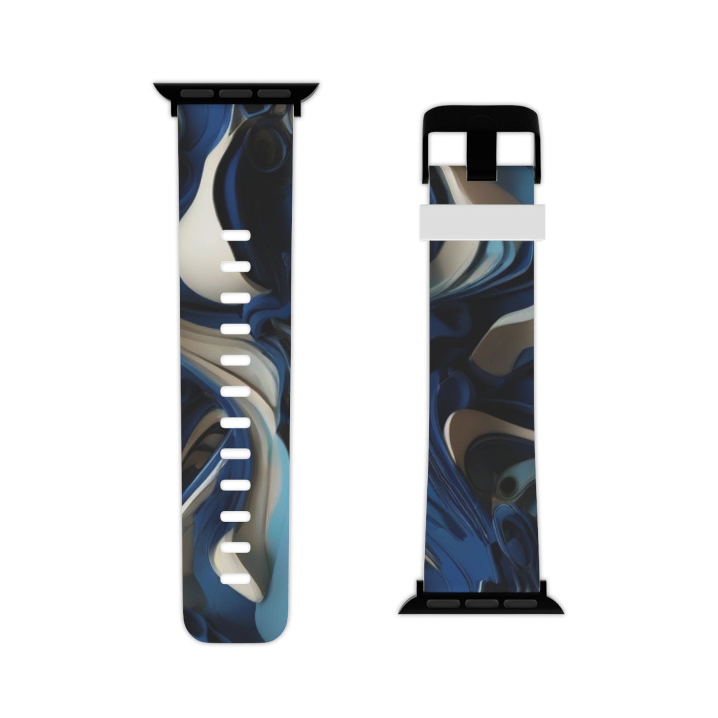 Blue & Silver abstract art Watch Band for Apple Watch Series 1-9, SE and Ultra, 38-40mm/ 42-44mm