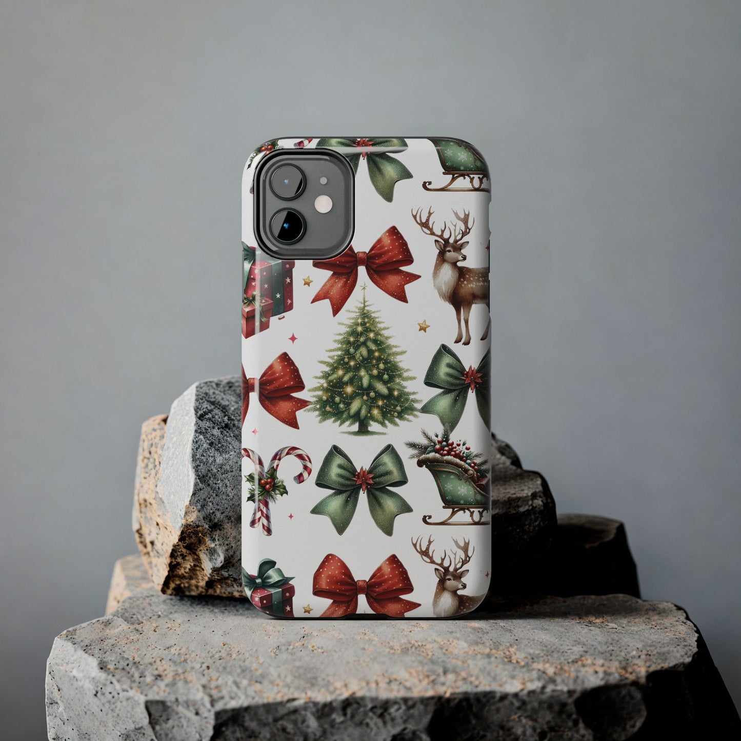 Vintage Christmas iPhone case. Compatible with iPhone models 11-16 including all mini, plus, pro & pro max