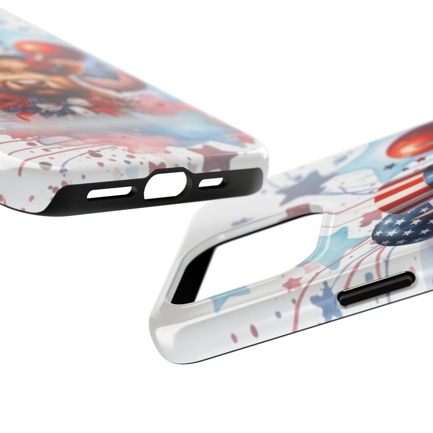 Summer 4th of July holiday Phone Case- Patriotic Highland Cow- iPhone compatible