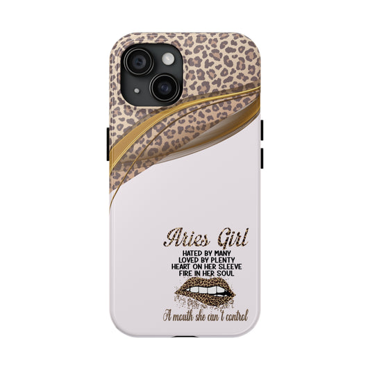 Aries girl/ pink & leopard IPhone case