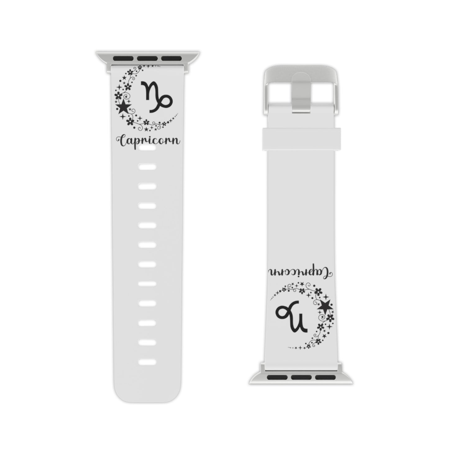 Black & white Capricorn moon Watch Band for Apple Watch Series 1-9, SE and Ultra, 38-40mm/ 42-44mm