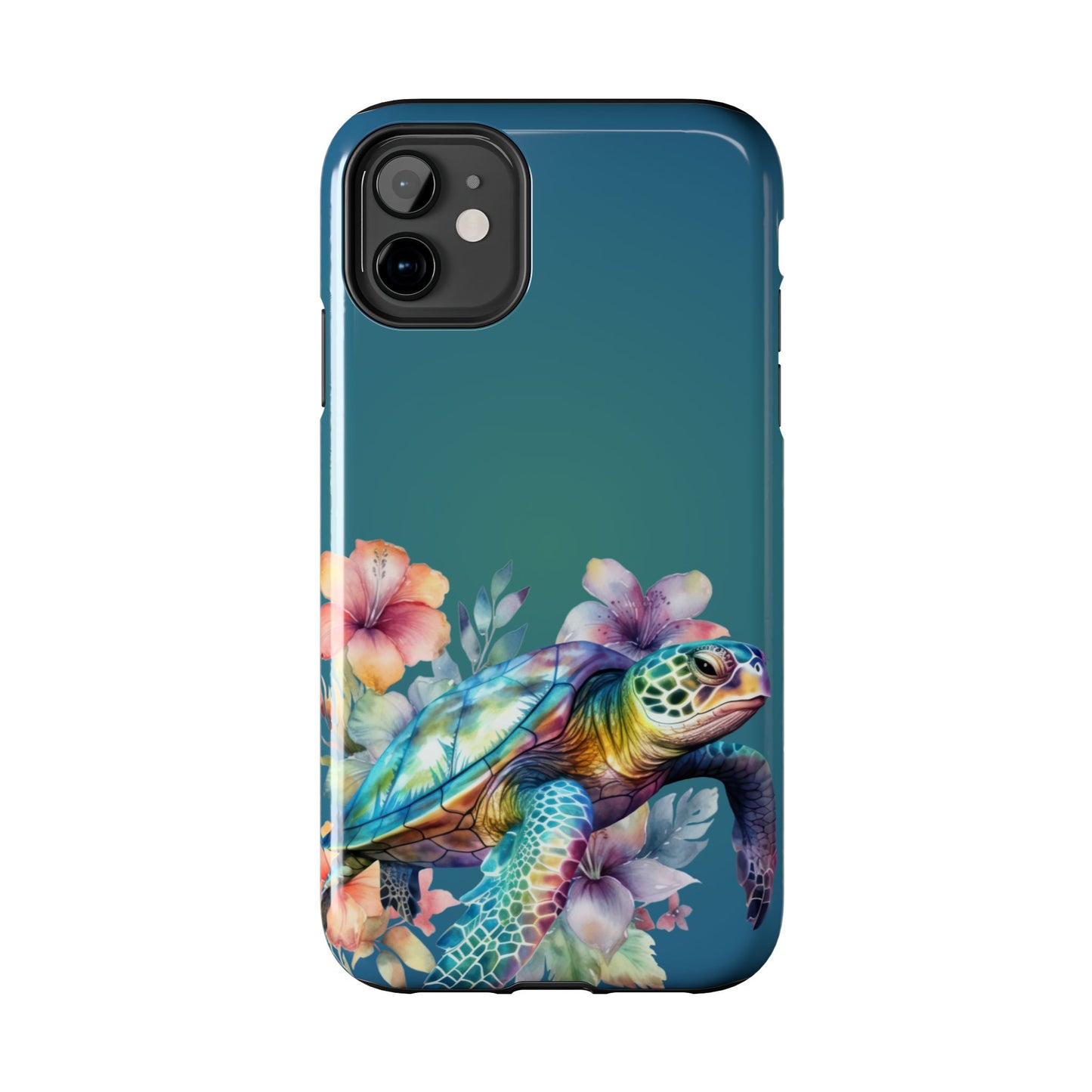 Colorful watercolor sea turtle iPhone case