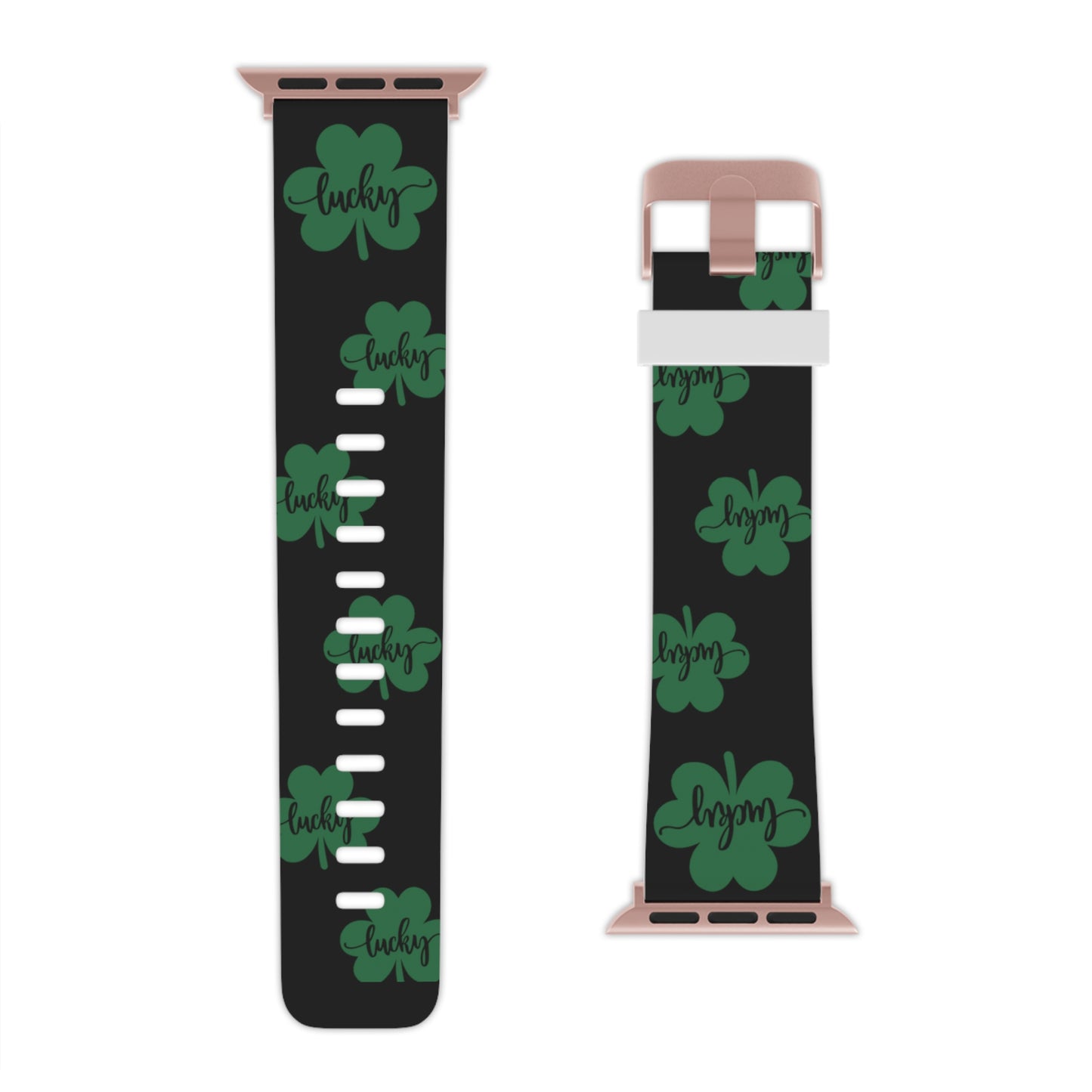 Lucky shamrock in black Watch Band for Apple Watch Series 1-9, SE and Ultra, 38-40mm/ 42-44mm