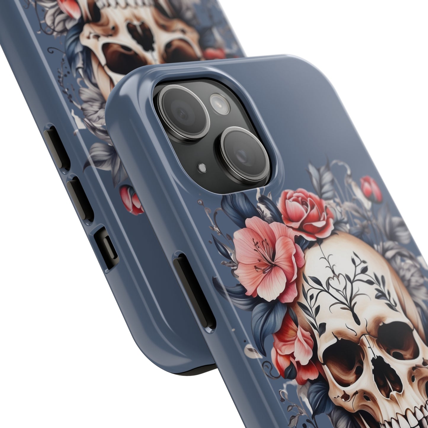 Skull & flower tattoo style/ Tough iPhone Case