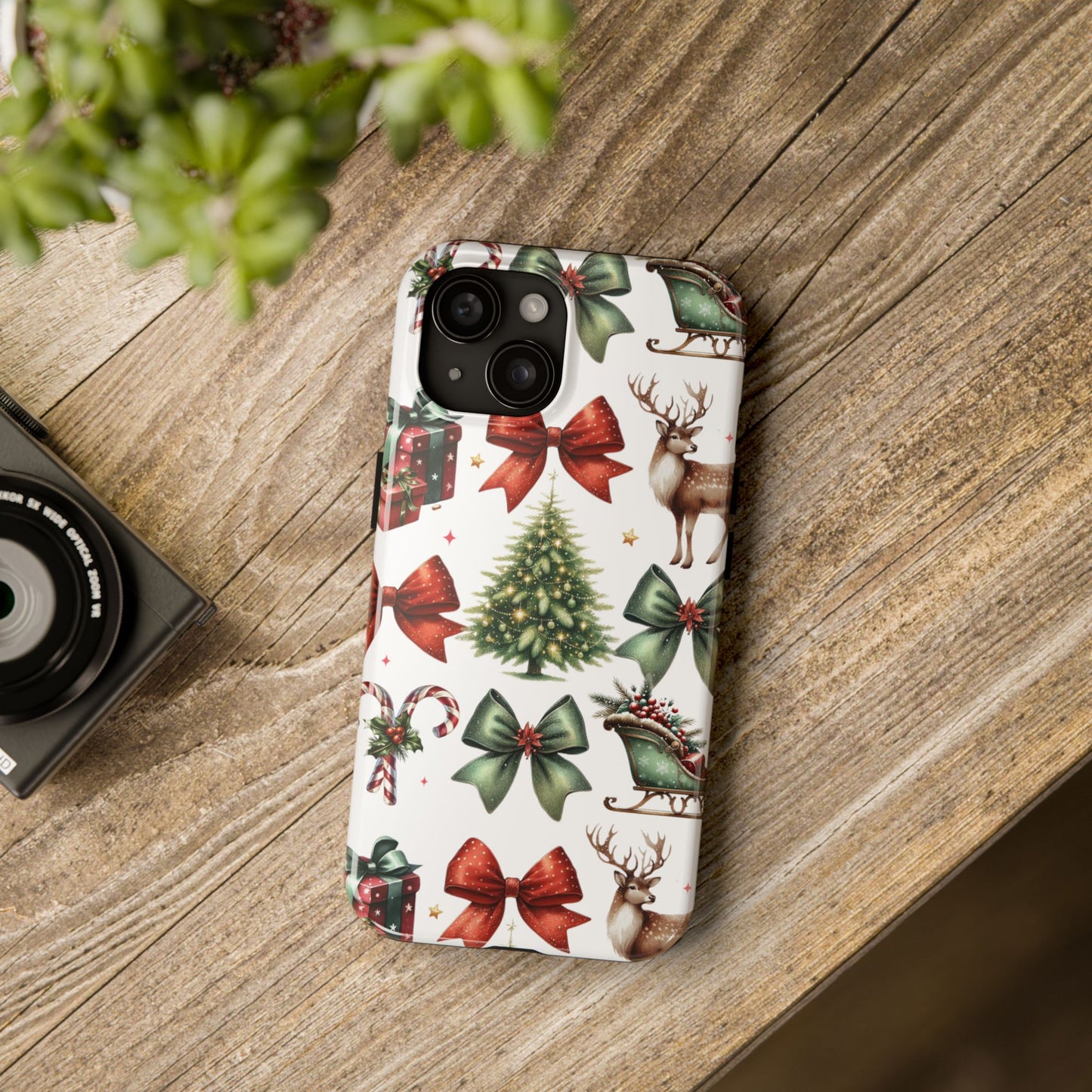 Vintage Christmas iPhone case. Compatible with iPhone models 11-16 including all mini, plus, pro & pro max