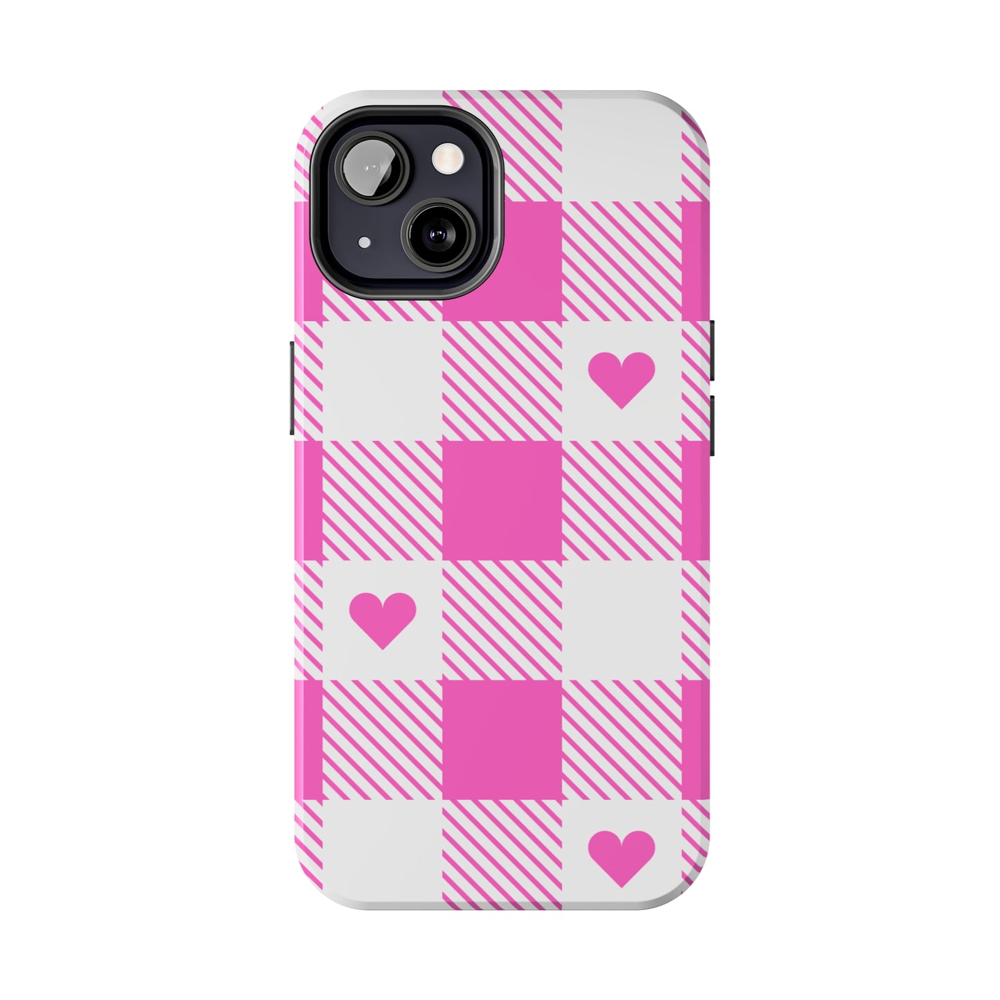 Hearts & Plaid Tough iPhone Case valentines phone case iPhone 15 accessories