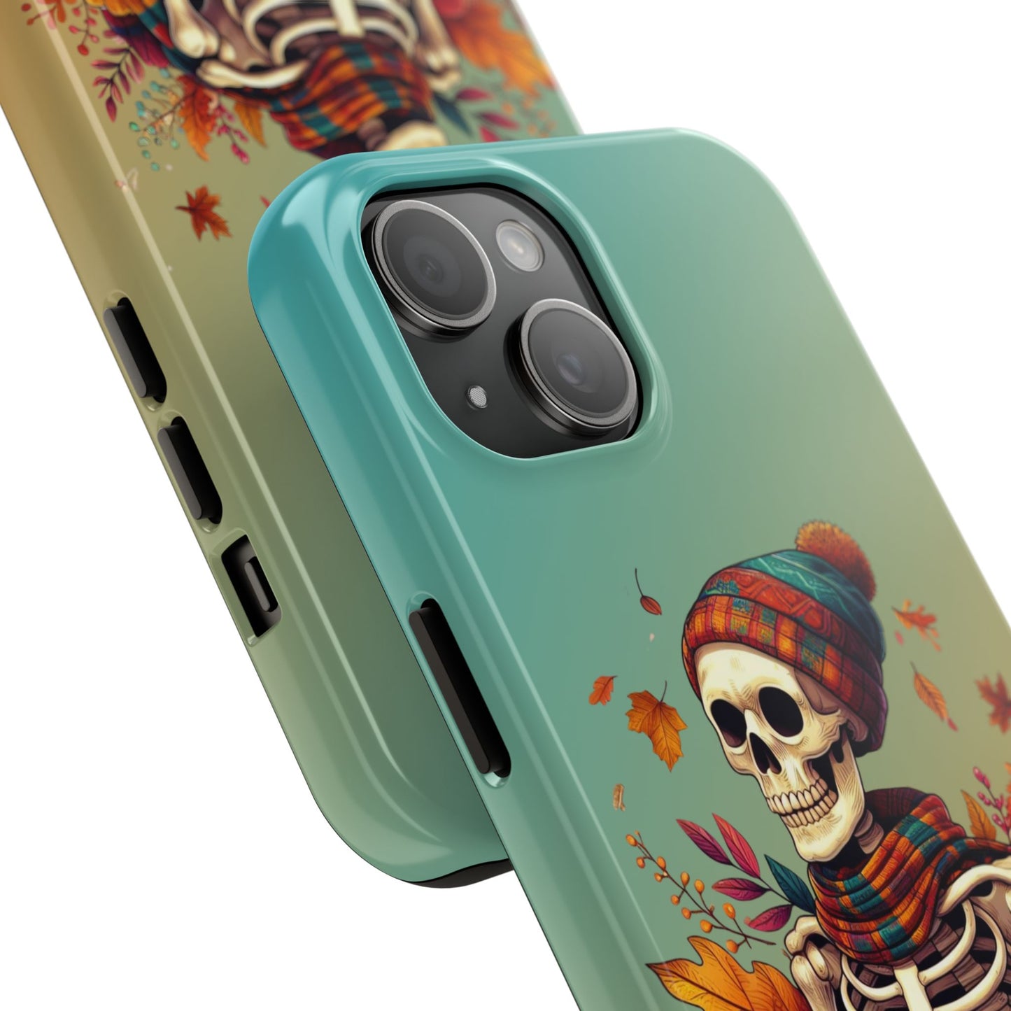 Fall skeleton iPhone 16 Case, Fall iPhone Cover, Festive Holiday Accessory, Cute fall Phone Protector, seasonal Tech