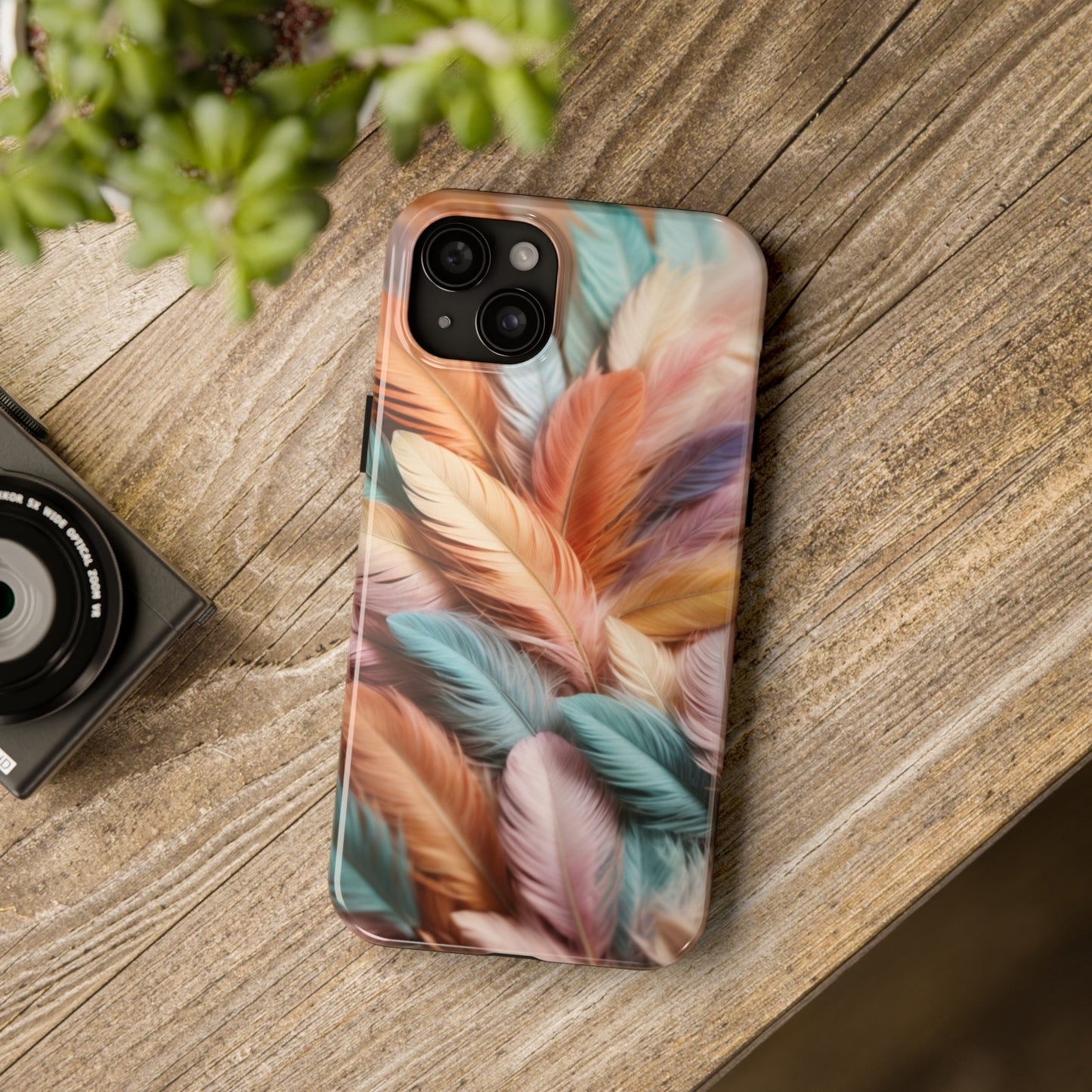 Boho style, Pastel colored feathers/ Tough iPhone Case/ iPhone accessories/ Nature