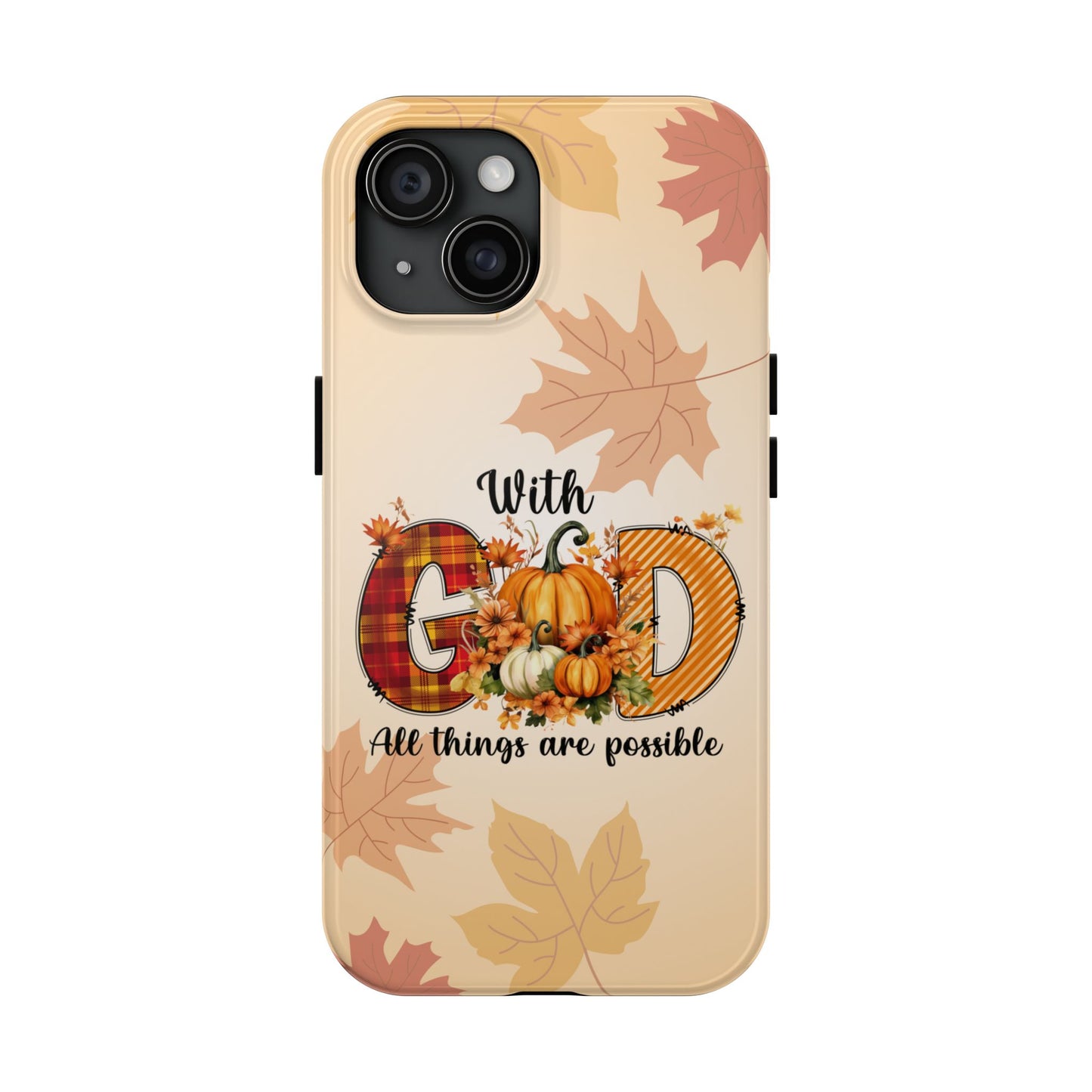 With GOD iPhone 16 Case, Fall iPhone Cover, Festive Holiday Accessory, Cute fall Phone Protector, seasonal Tech