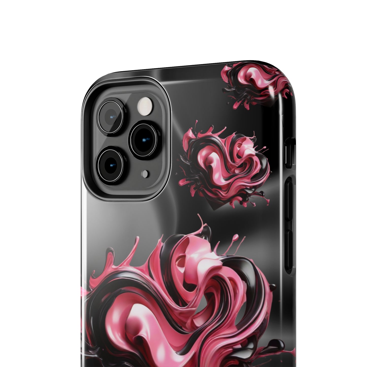 Pink & Black abstract hearts Tough iPhone Case iphone14 accessories