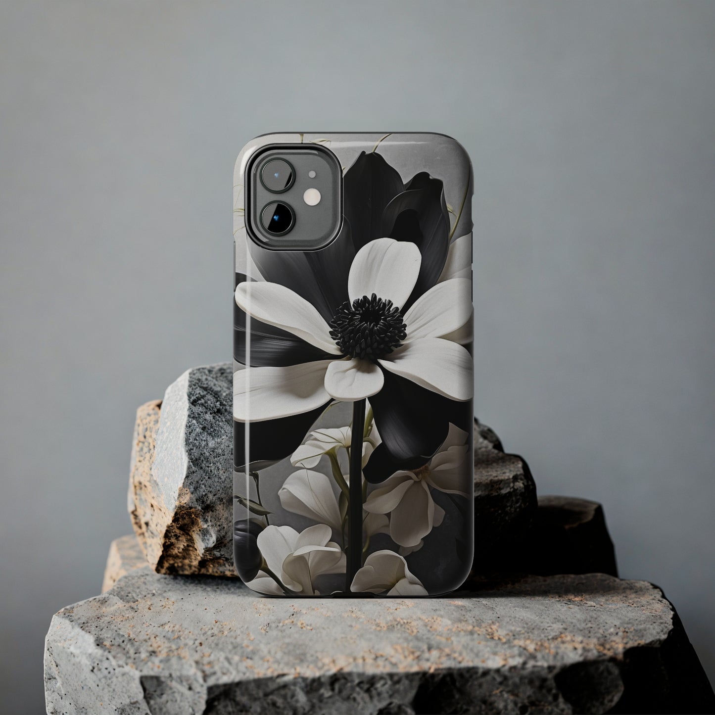 Classic 3D black & white flower/ petal Tough IPhone Case/ iphone accessories/ Nature