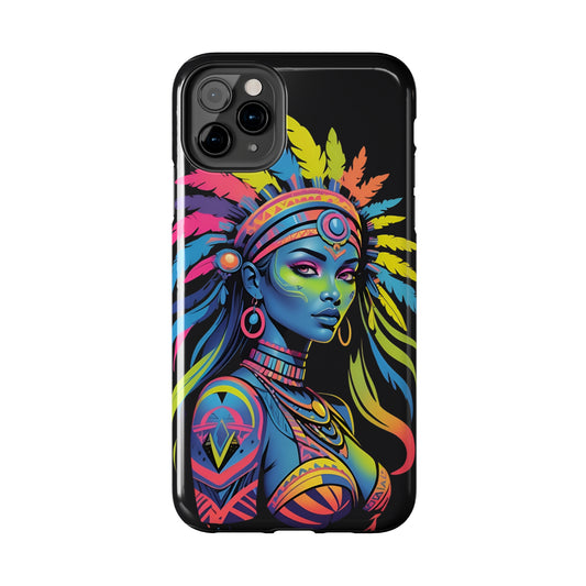 Neon Psychedelic Indian princess/ Tough iPhone Case/ Spiritual