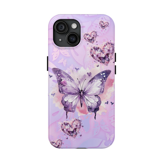 Purple butterfly Tough Phone Case iPhone 15 accessories