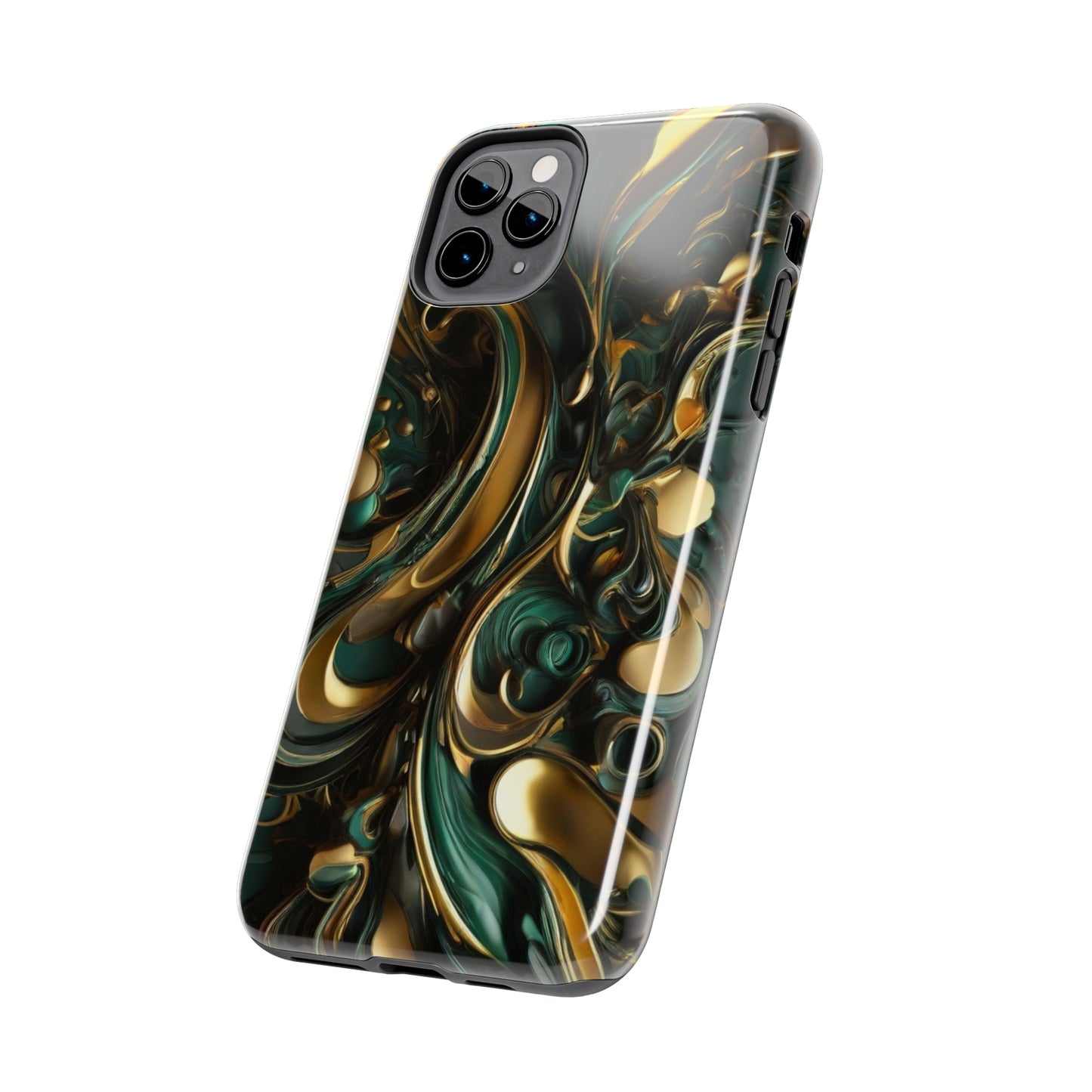 Green & gold abstract art Tough iPhone Case iphone 14 accessories