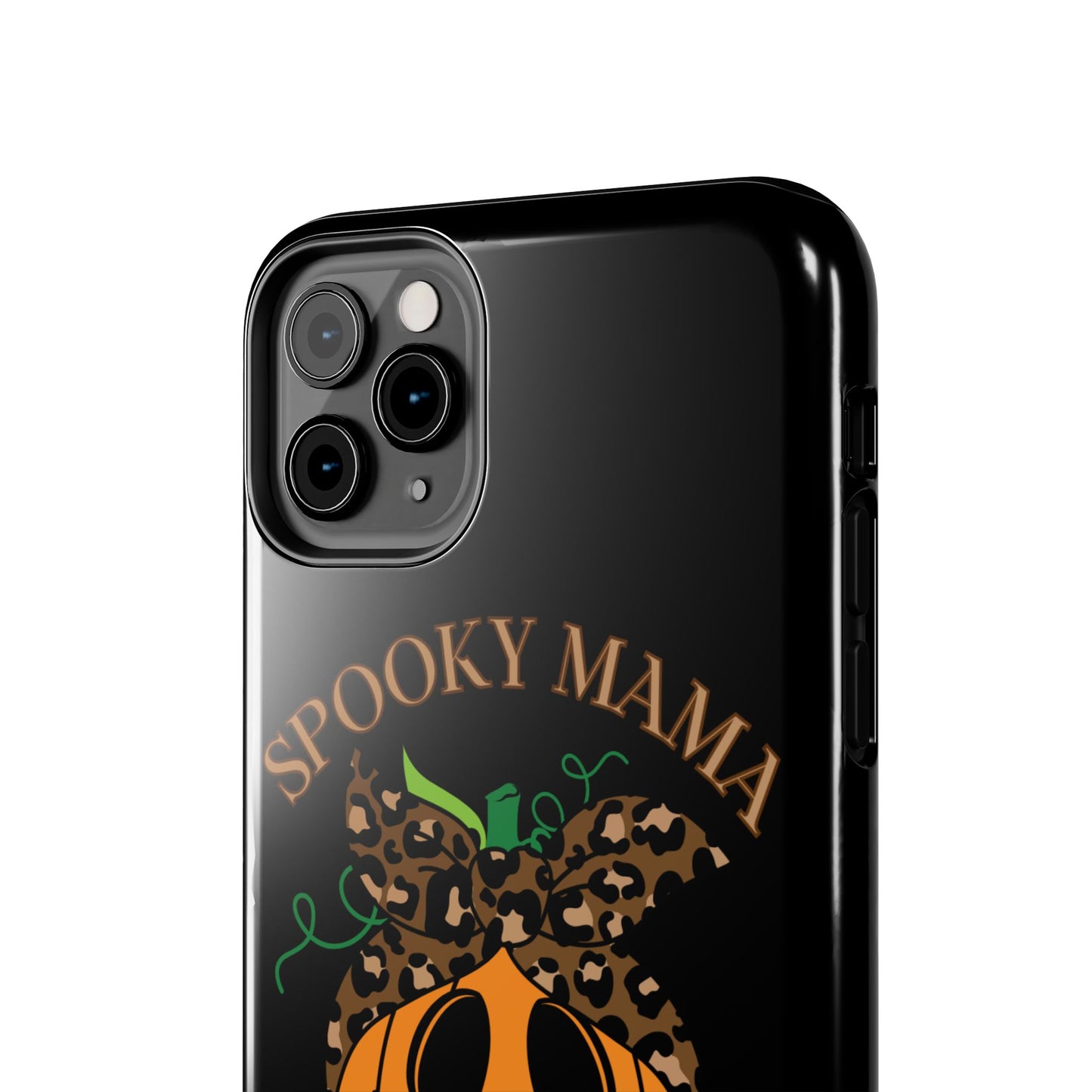 Custom Halloween Spooky Mama personalized iPhone case. Compatible with iPhone models 11, 12, 13, 14, 15 including all mini, plus, pro & pro max